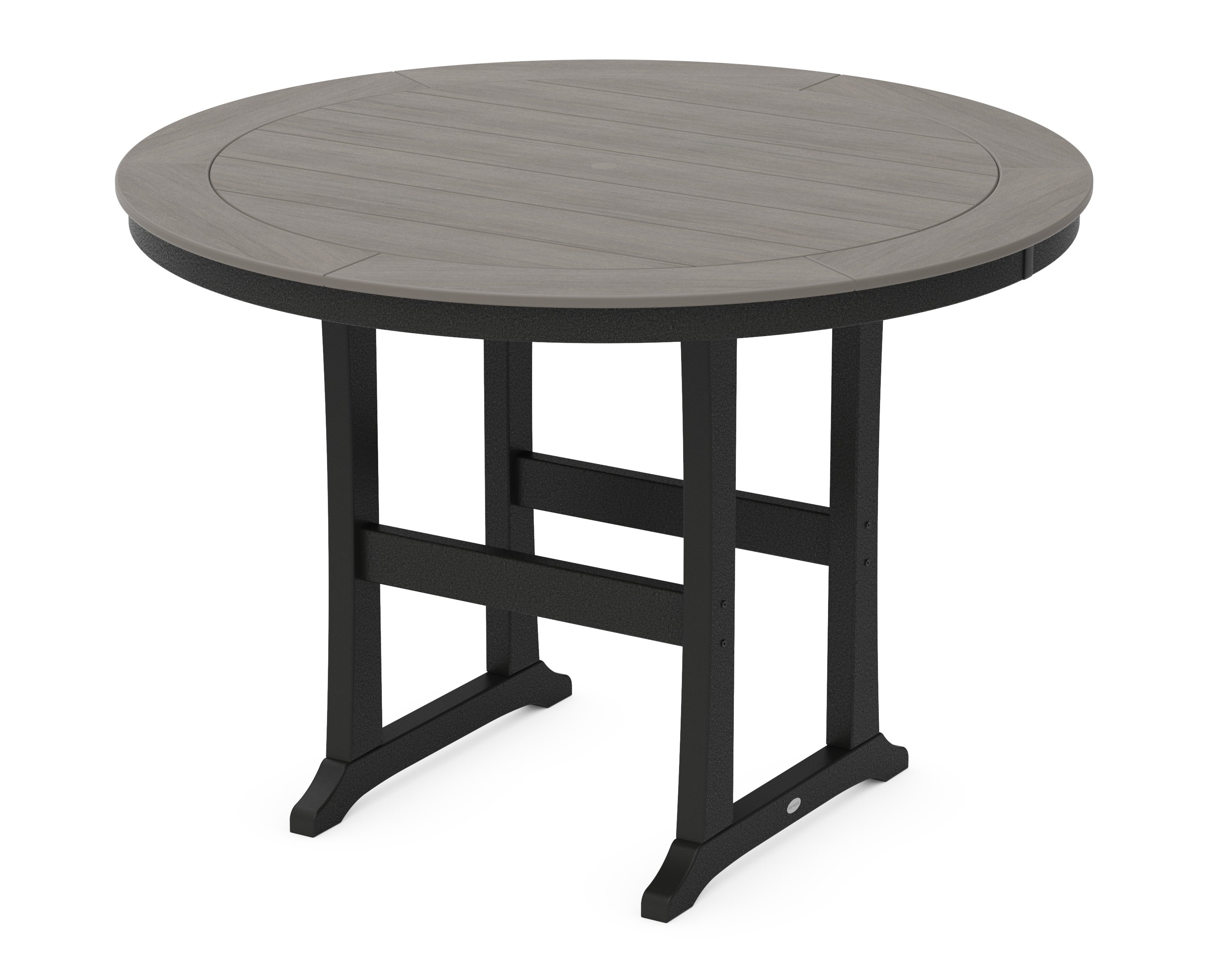 Nautical Trestle 60" Round Bar Table in Black / Driftwood