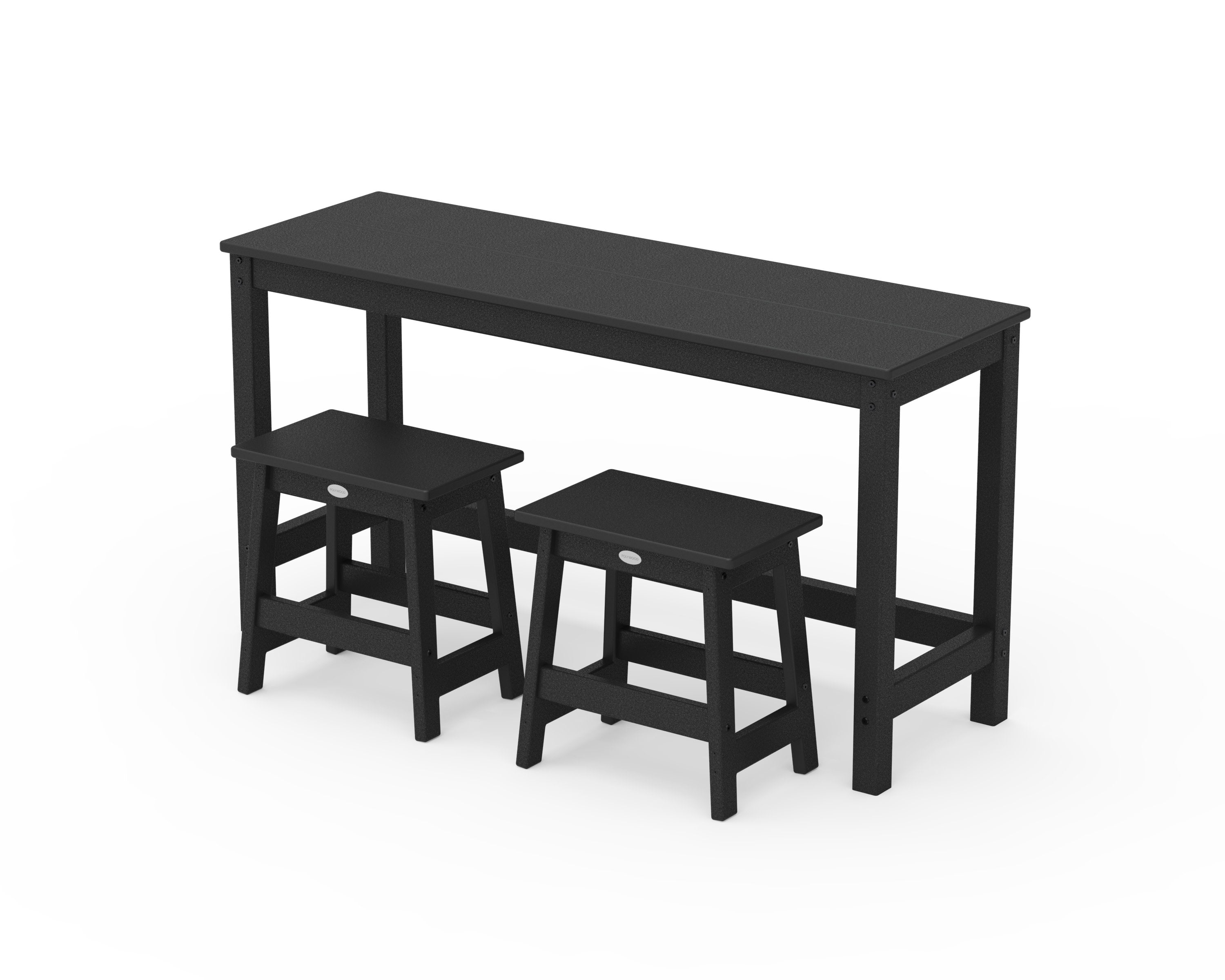 Modern Studio Stool 3-Piece Balcony Set in Black