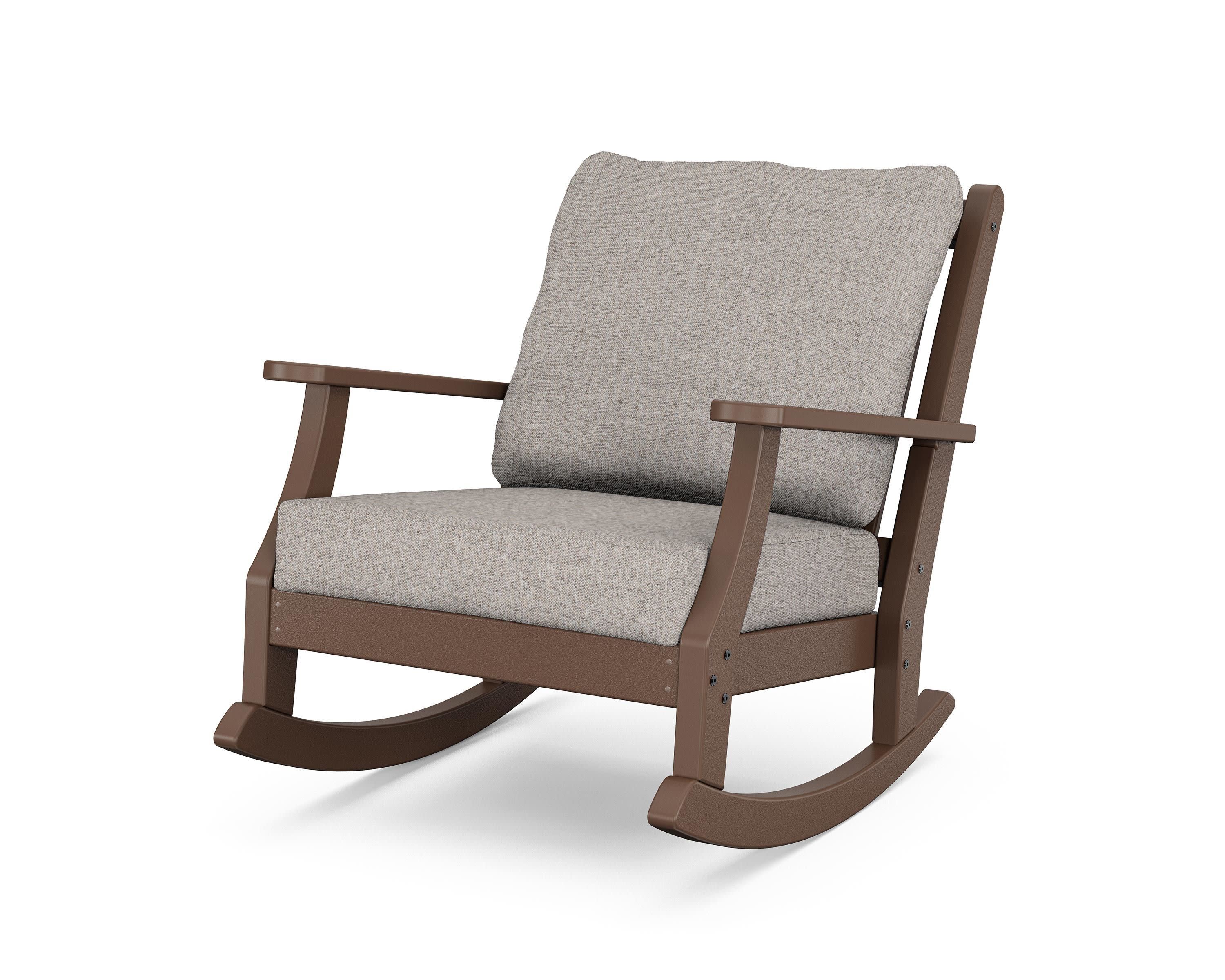 Wovendale Deep Seating Rocking Chair in Mahogany / Weathered Tweed