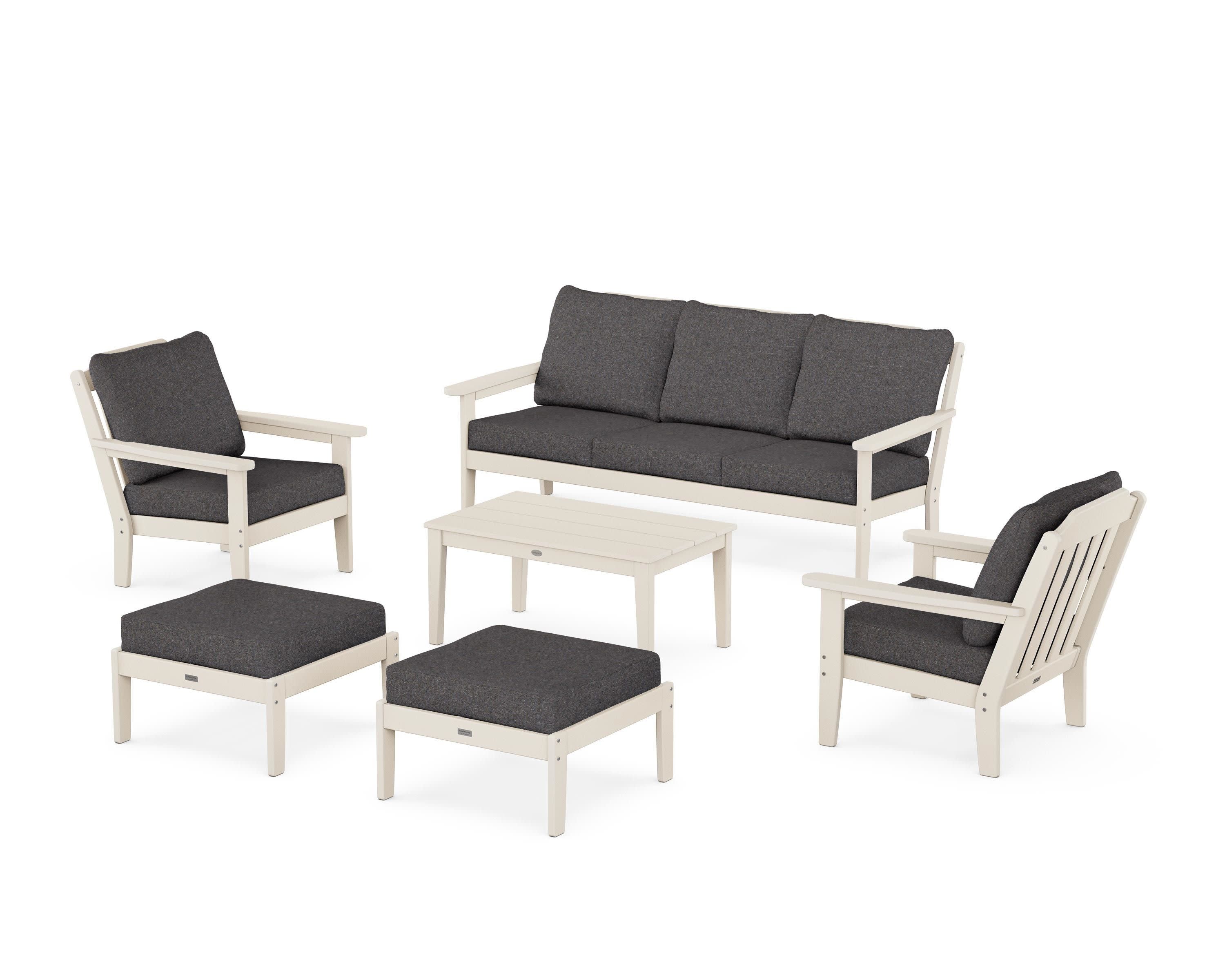 Cottage 6-Piece Lounge Sofa Set in Sand / Ash Charcoal