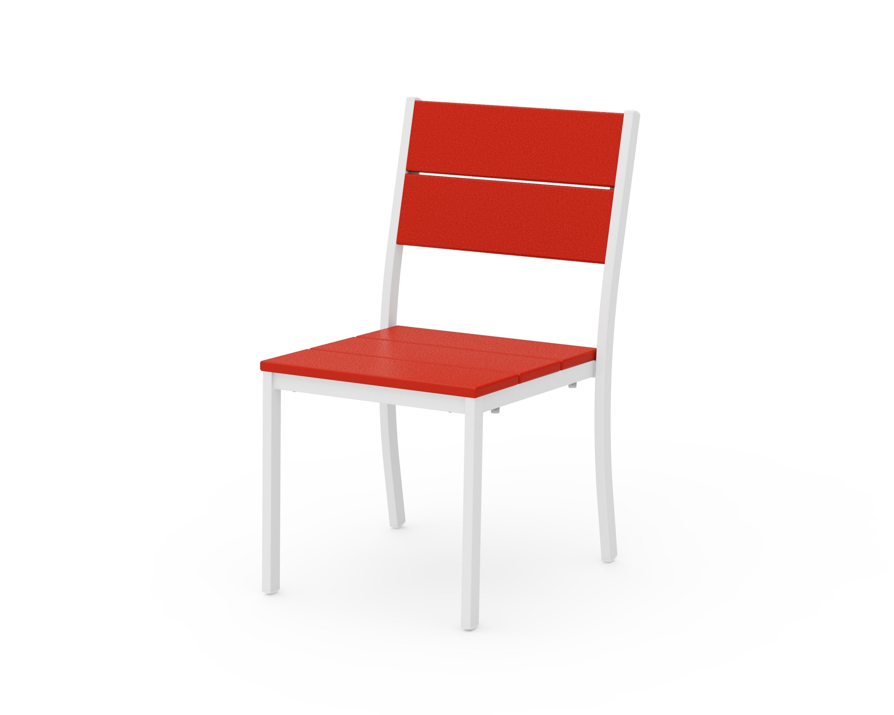 Main Street Stacking Dining Side Chair in White / Sunset Red