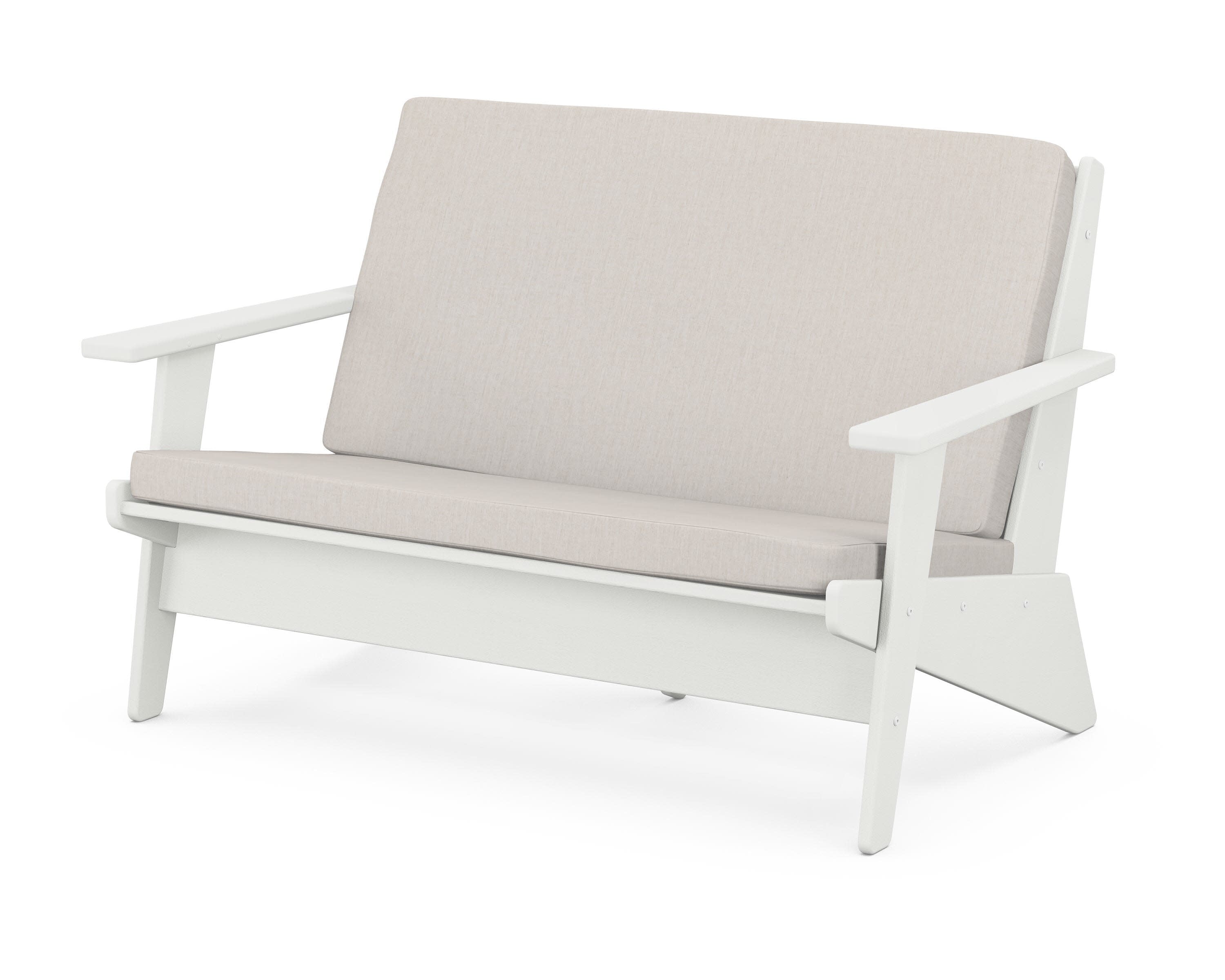 Riviera Modern Lounge Loveseat in Vintage White / Cast Ash