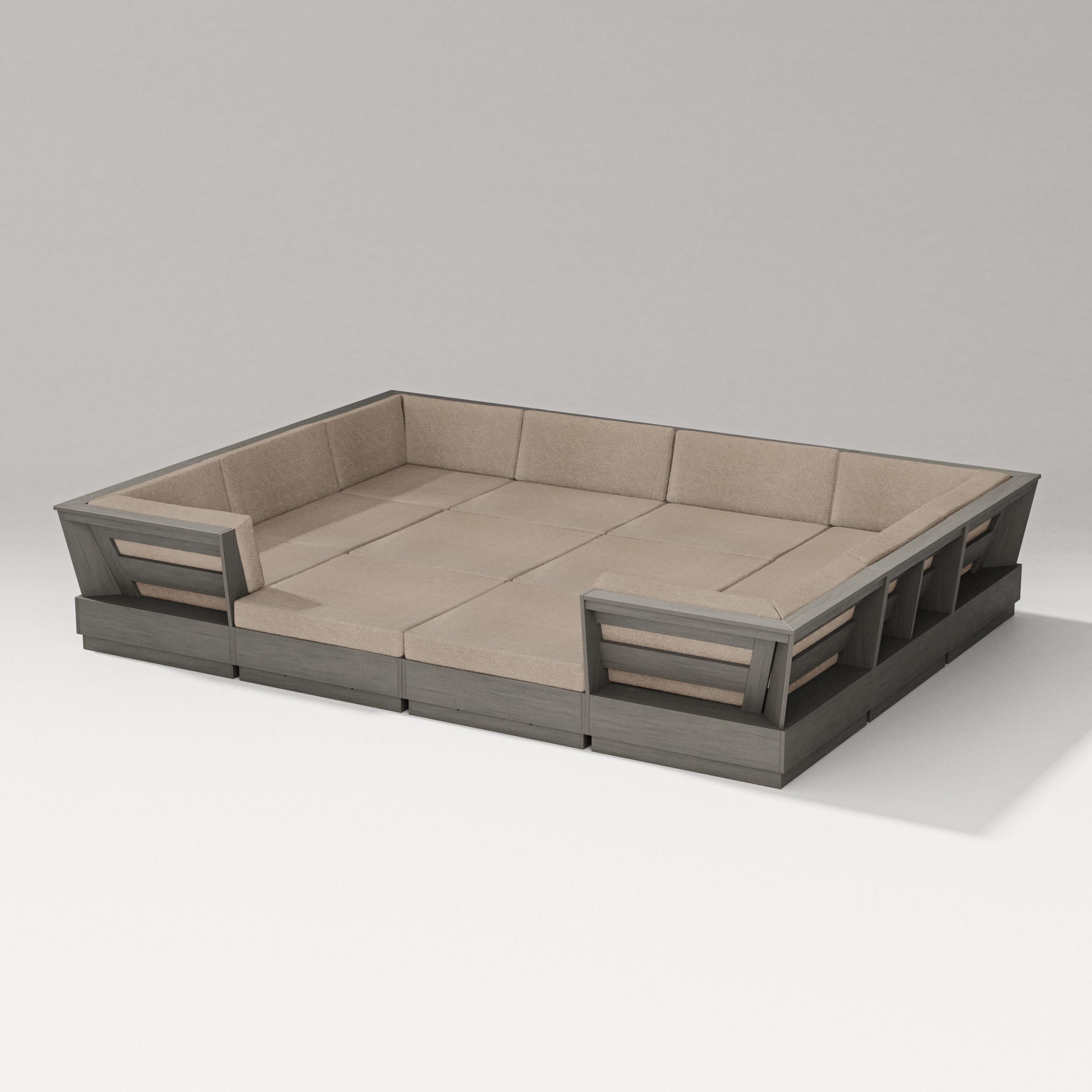 Elevate 12-Piece Pit Sectional in Driftwood / Spiced Burlap