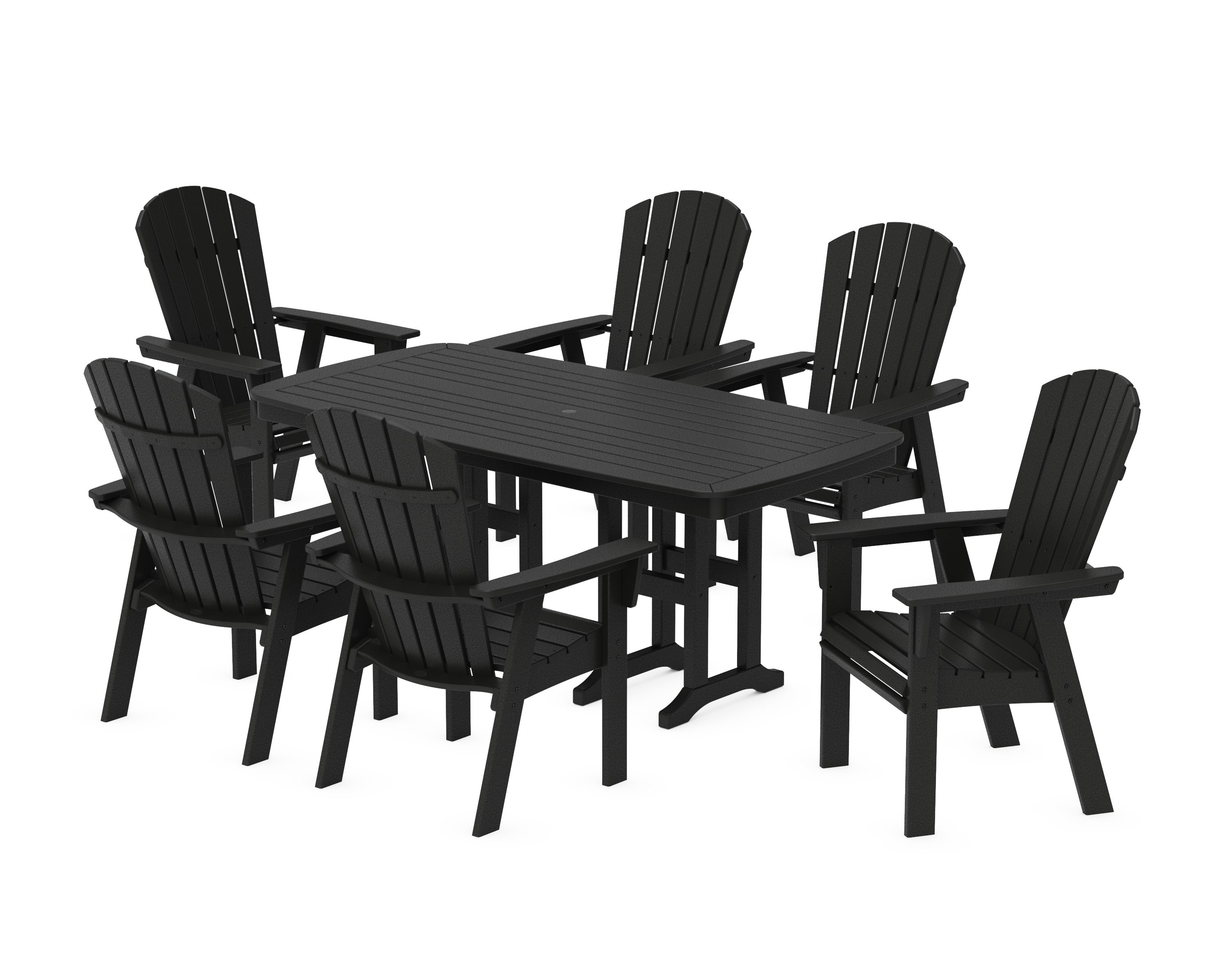 Nautical Curveback Adirondack 7-Piece Dining Set in Black