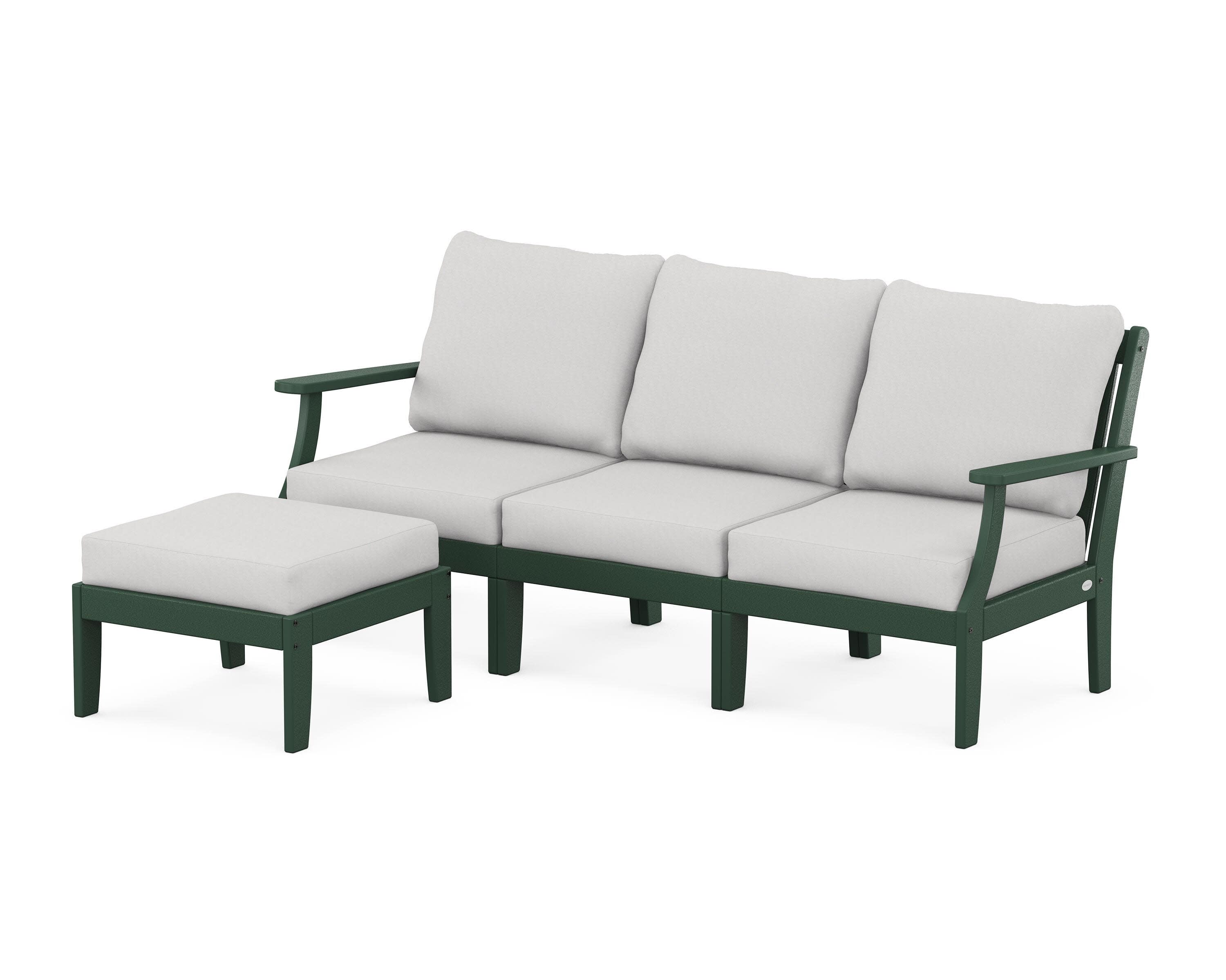 Braxton Modular 4-Piece Deep Seating Set with Ottoman in Green / Diamond in the Rough