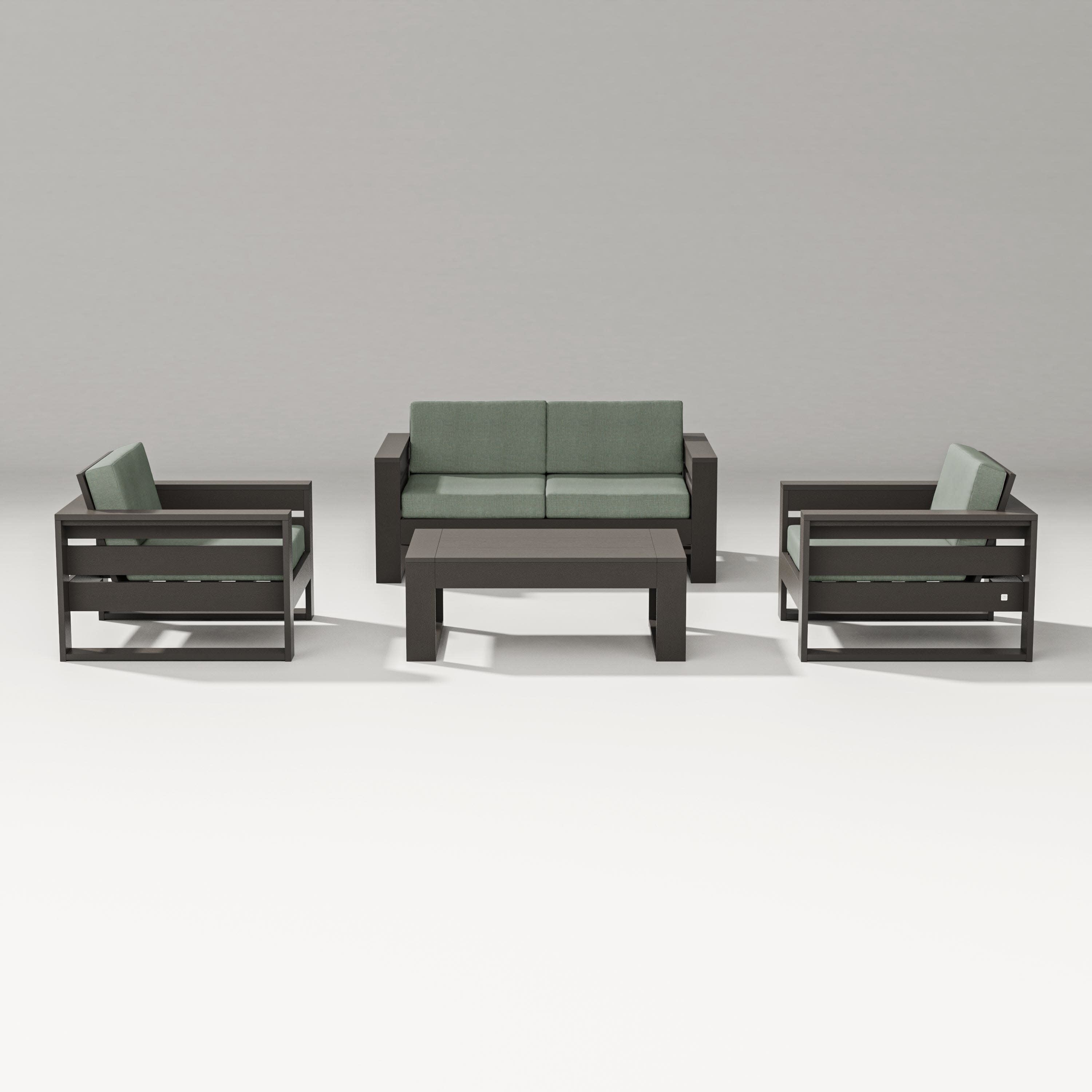 Latitude 4-Piece Lounge Loveseat Set in Vintage Coffee / Cast Sage