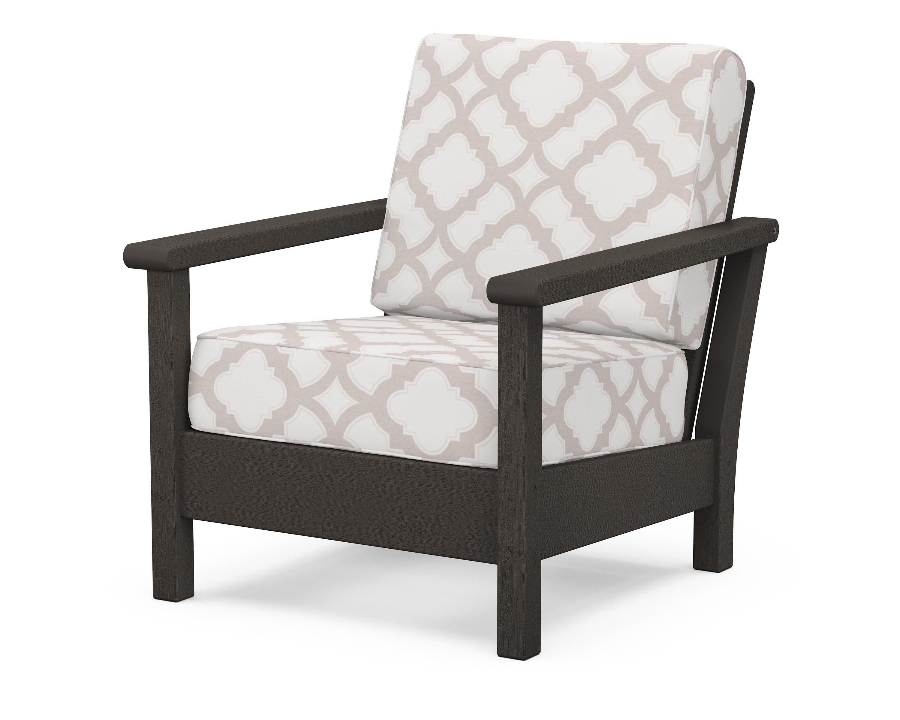 Harbour Deep Seating Chair in Vintage Coffee / Trellis Dune Burlap