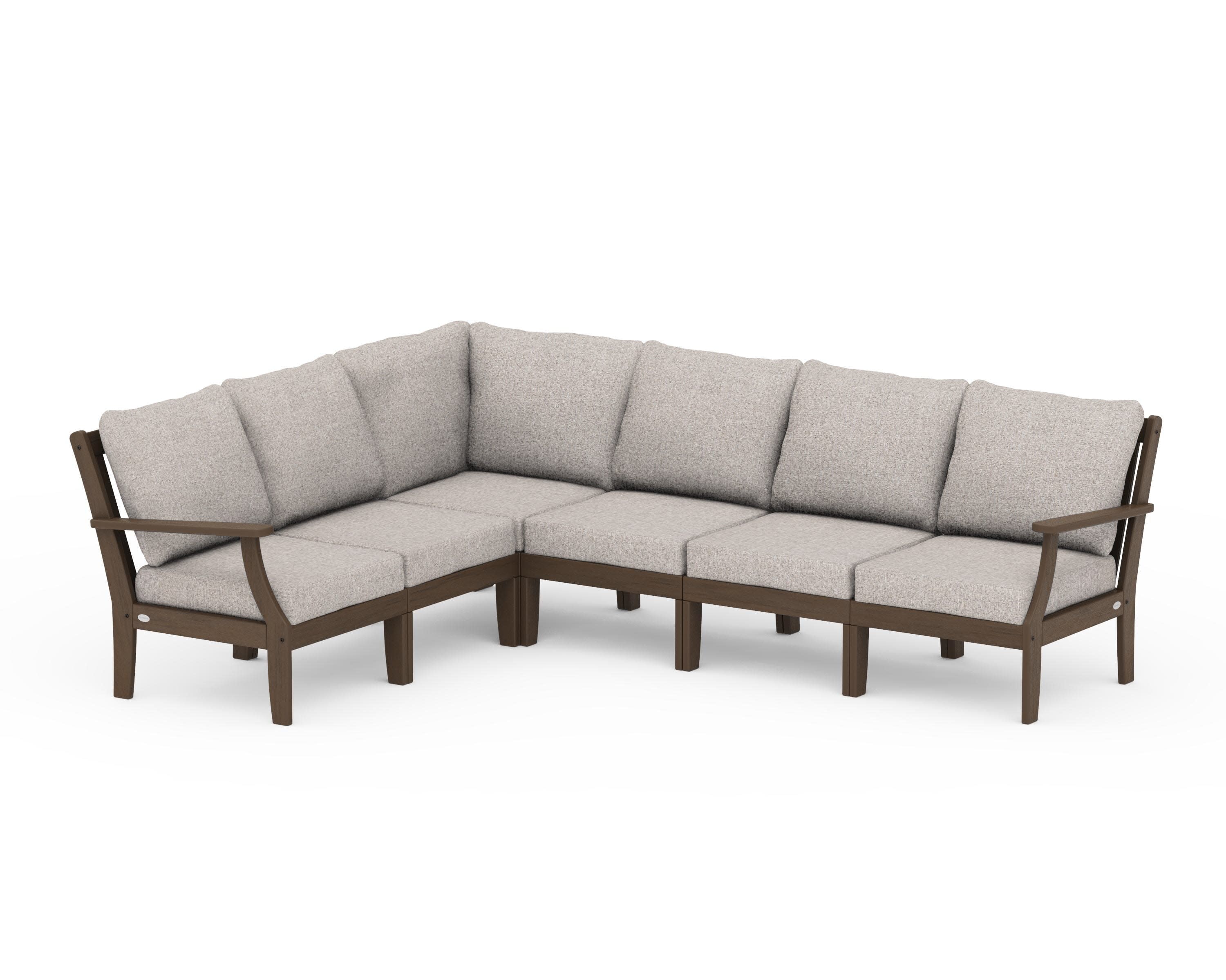 Braxton Modular 6-Piece Deep Seating Set in Kona / Weathered Tweed