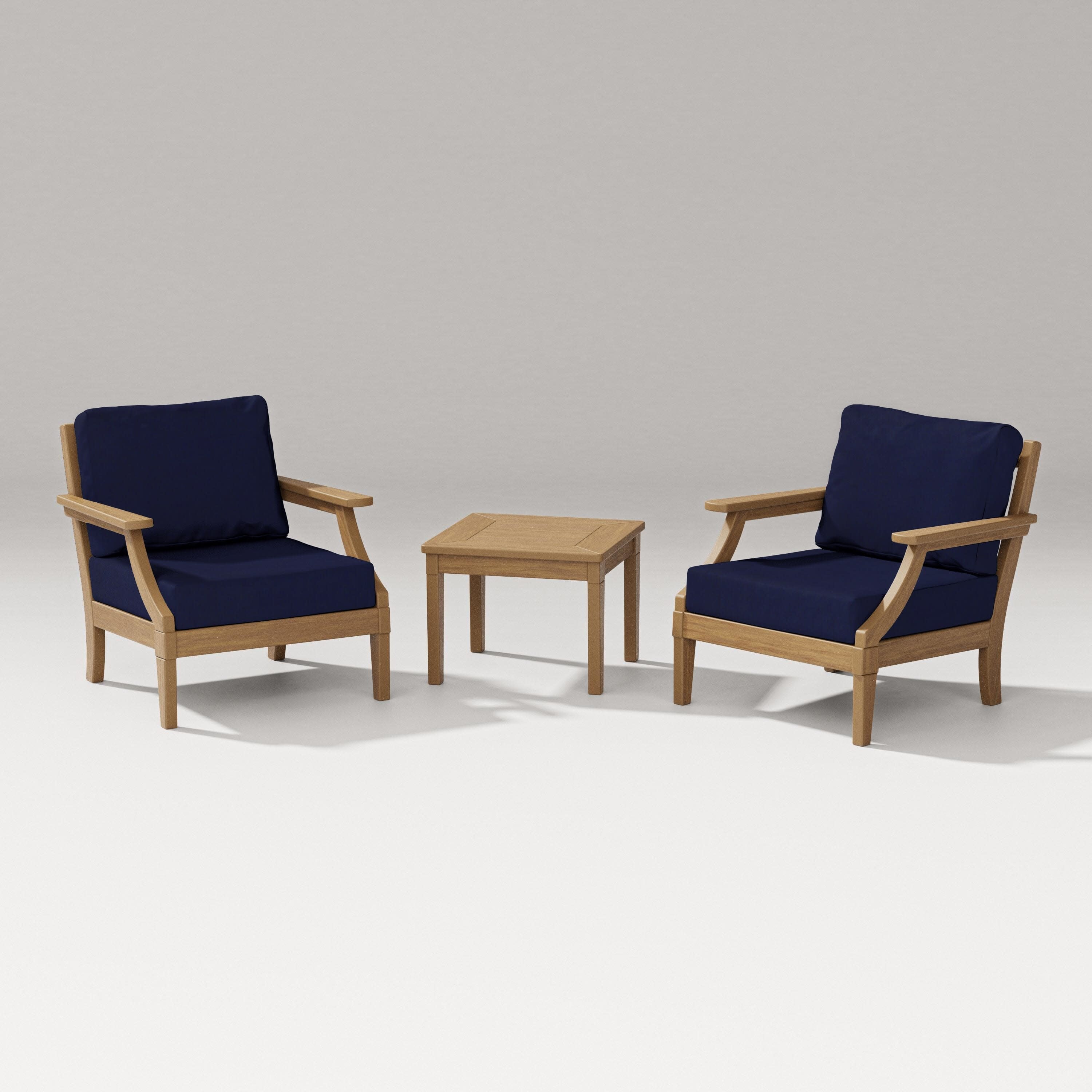 Estate 3-Piece Lounge Chair Set in Natural / Navy