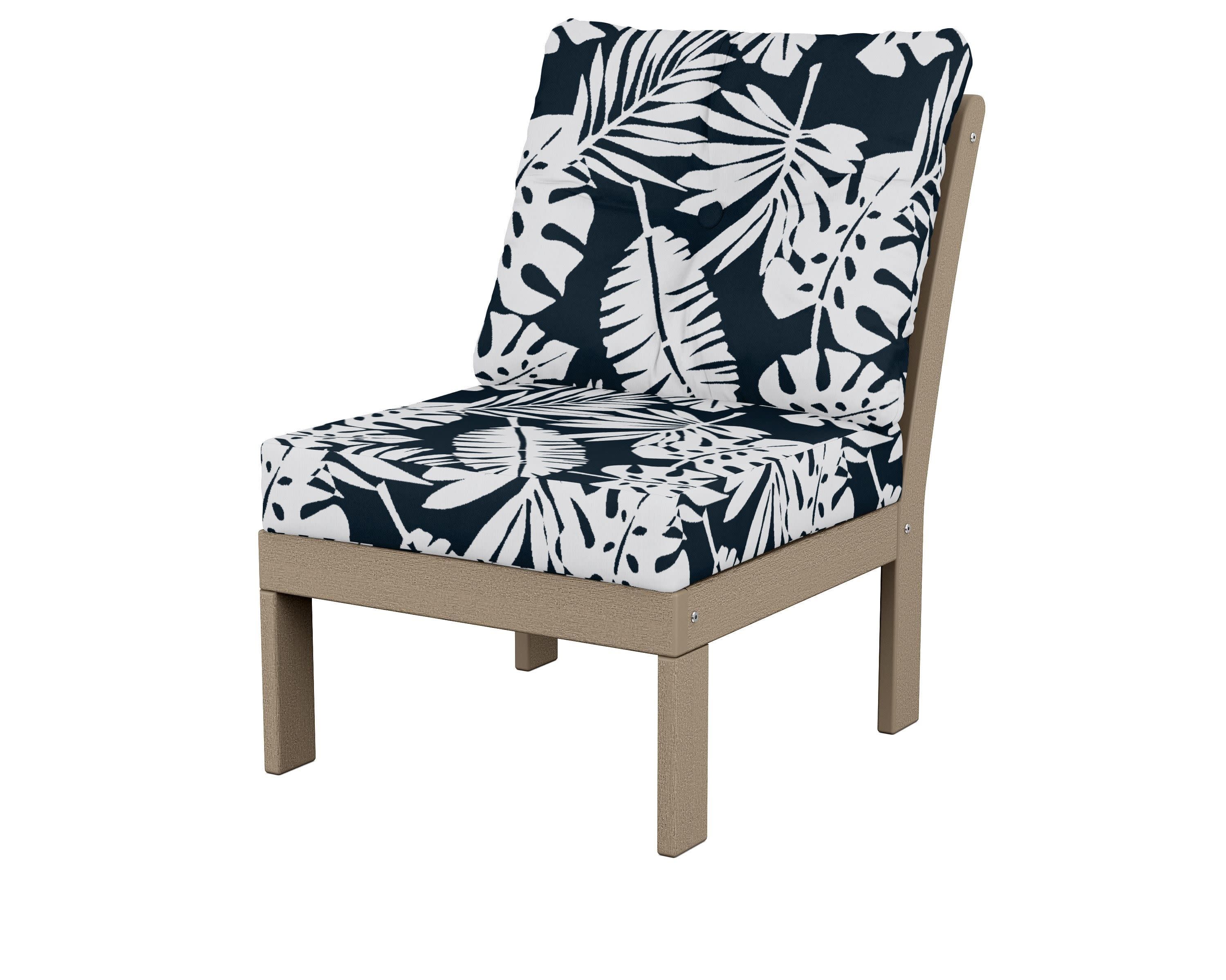 Vineyard Modular Armless Chair in Vintage Sahara / Leaf Marine Indigo