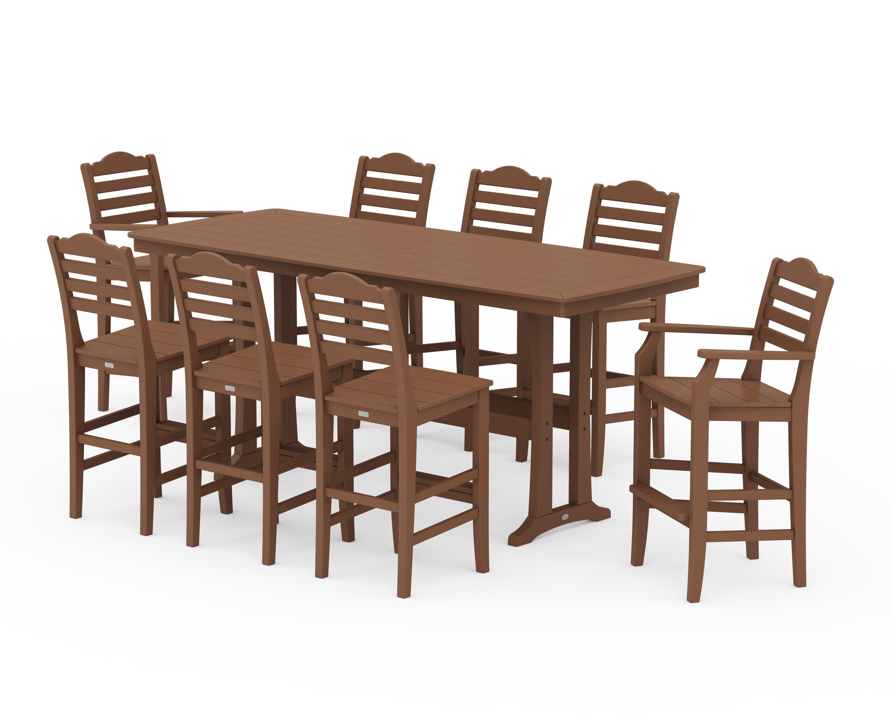 Savannah 9-Piece Bar Set with Trestle Legs in Teak