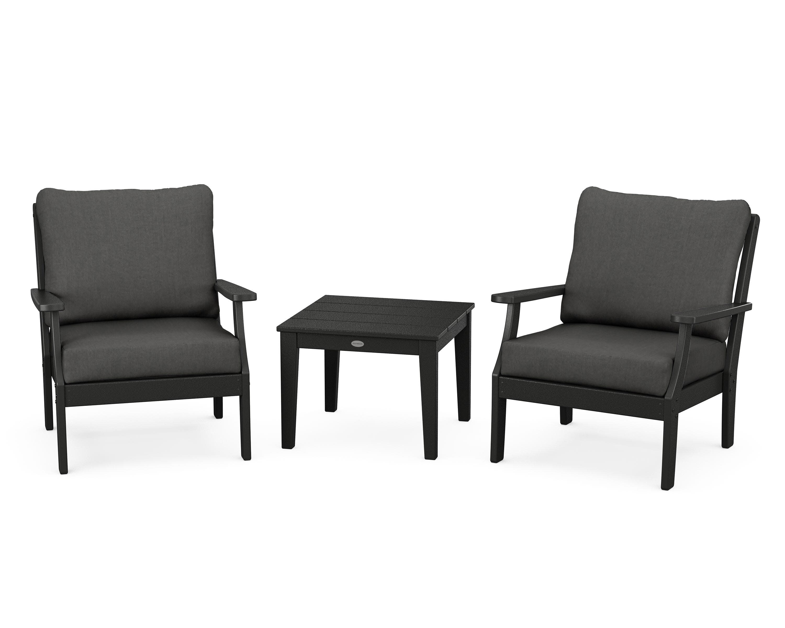 Braxton 3-Piece Deep Seating Set in Black / Spectrum Carbon