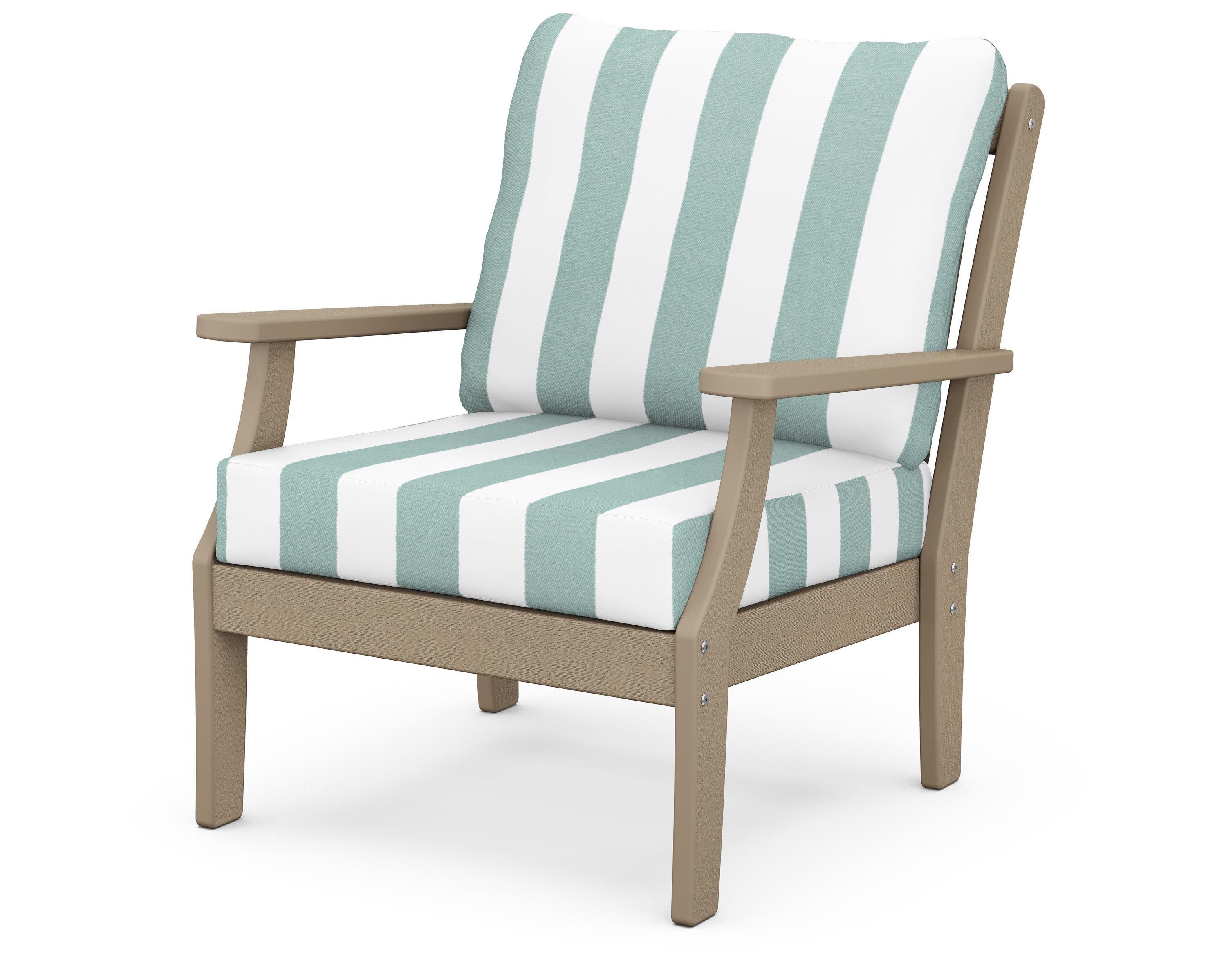 Braxton Deep Seating Chair in Vintage Sahara / Cabana Stripe Glacier Spa