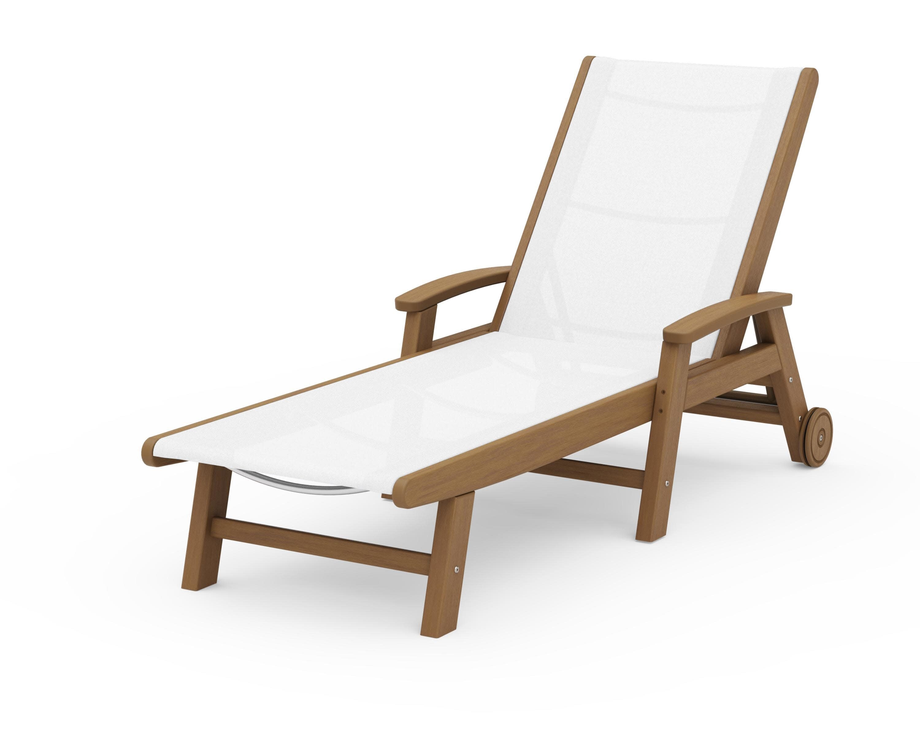 Coastal Chaise with Wheels in Natural / White Sling