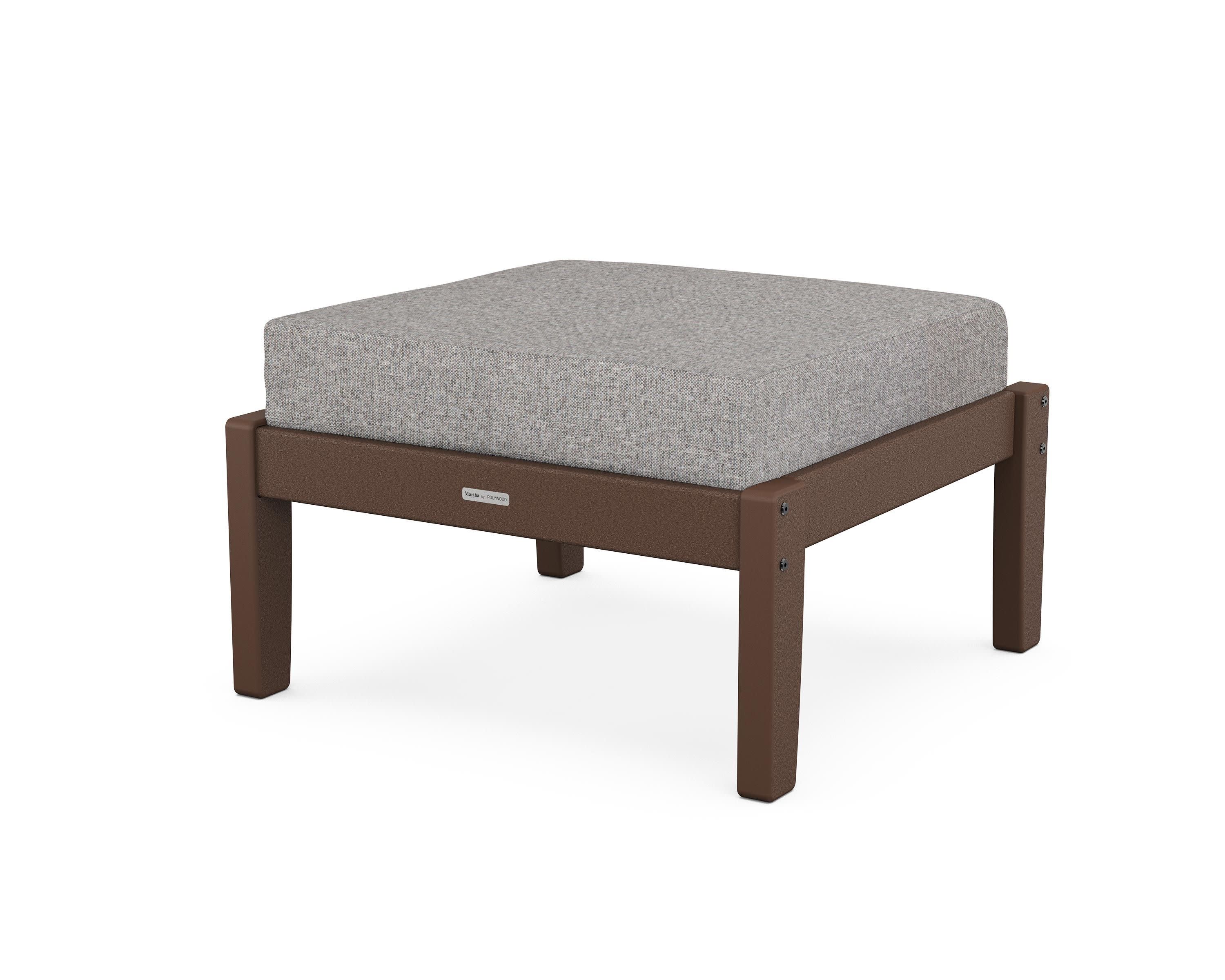 Chinoiserie Deep Seating Ottoman in Mahogany / Grey Mist