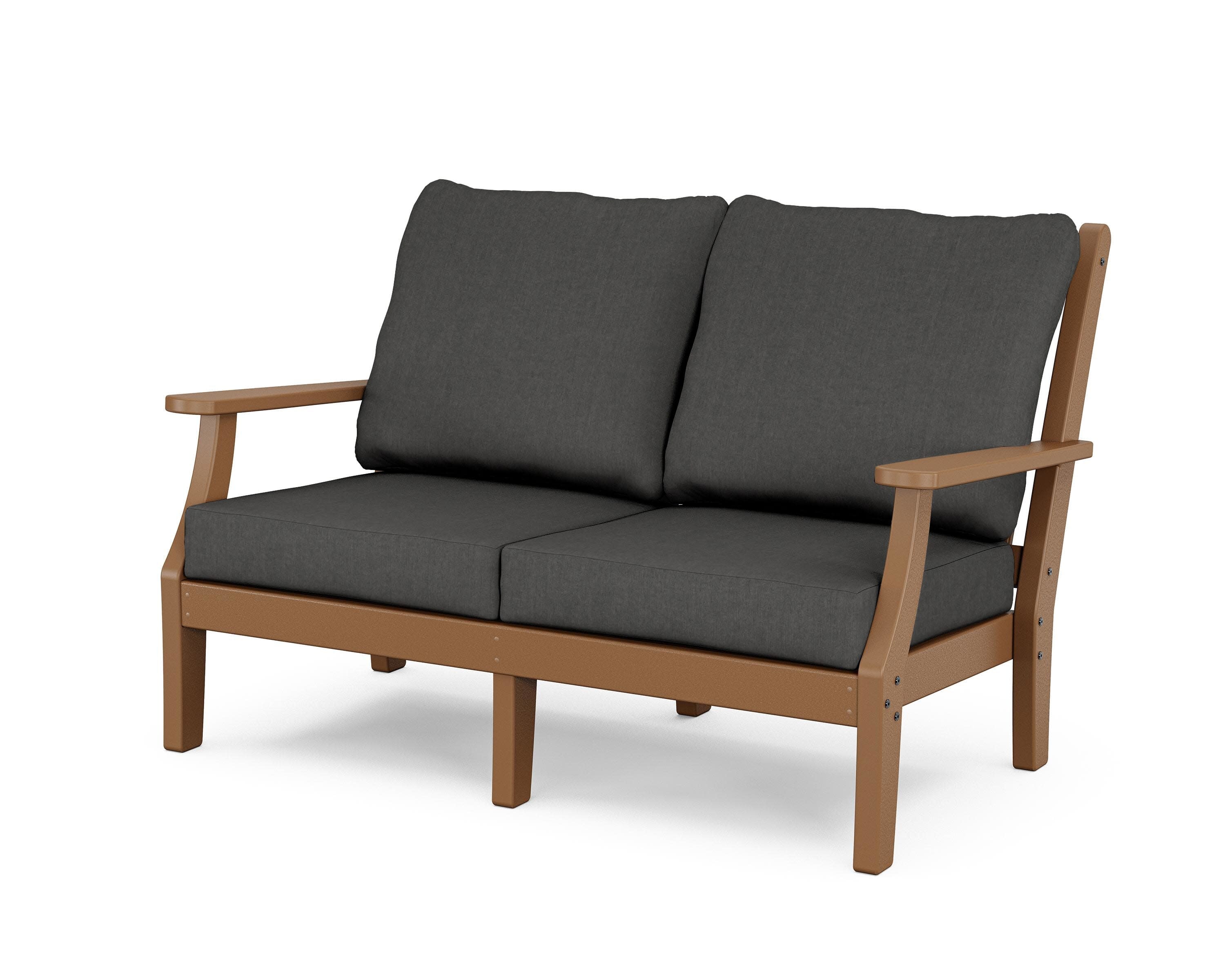 Wovendale Deep Seating Loveseat in Teak / Spectrum Carbon