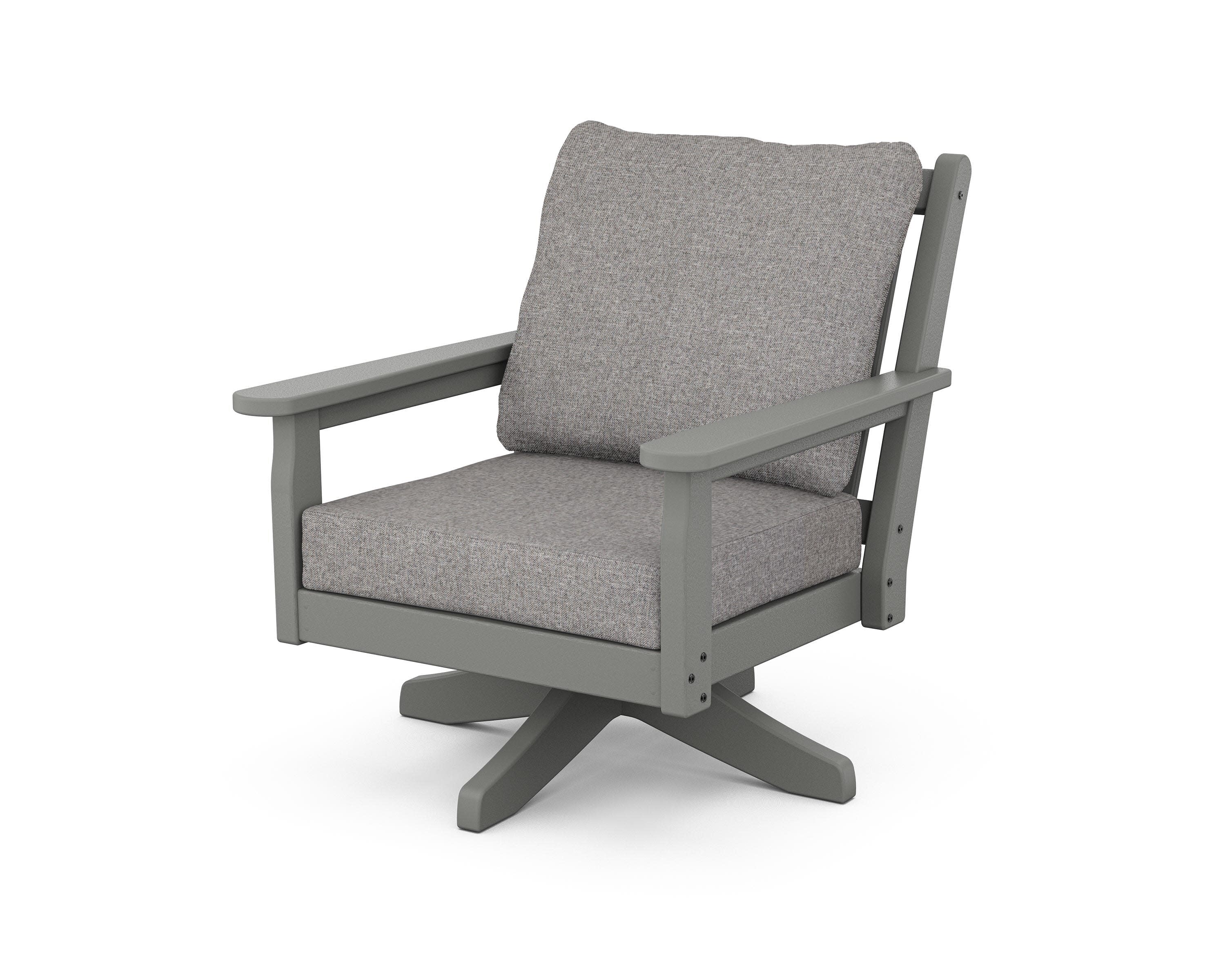 Chippendale Deep Seating Swivel Chair in Slate Grey / Grey Mist