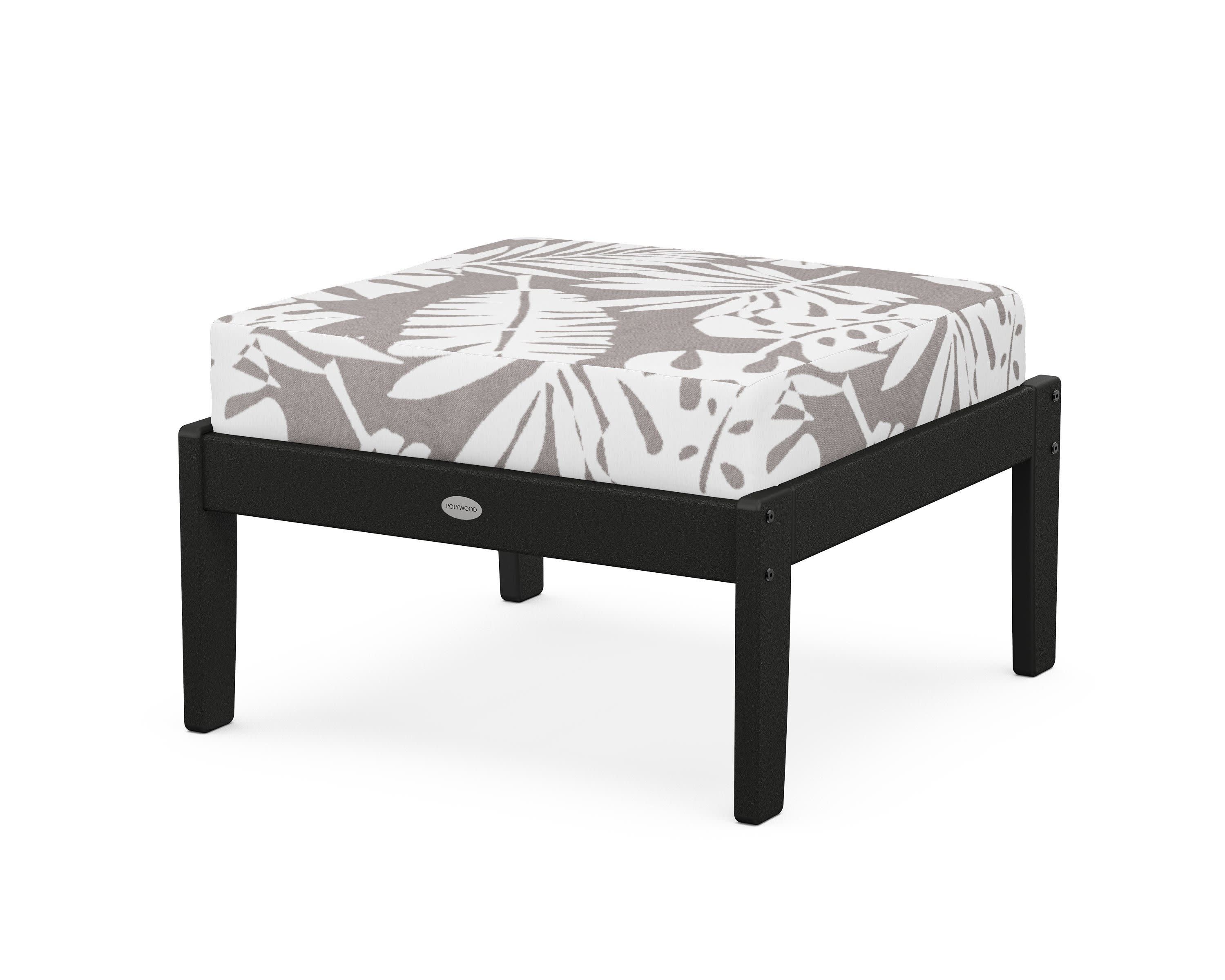 Braxton Deep Seating Ottoman in Black / Leaf Grey Mist