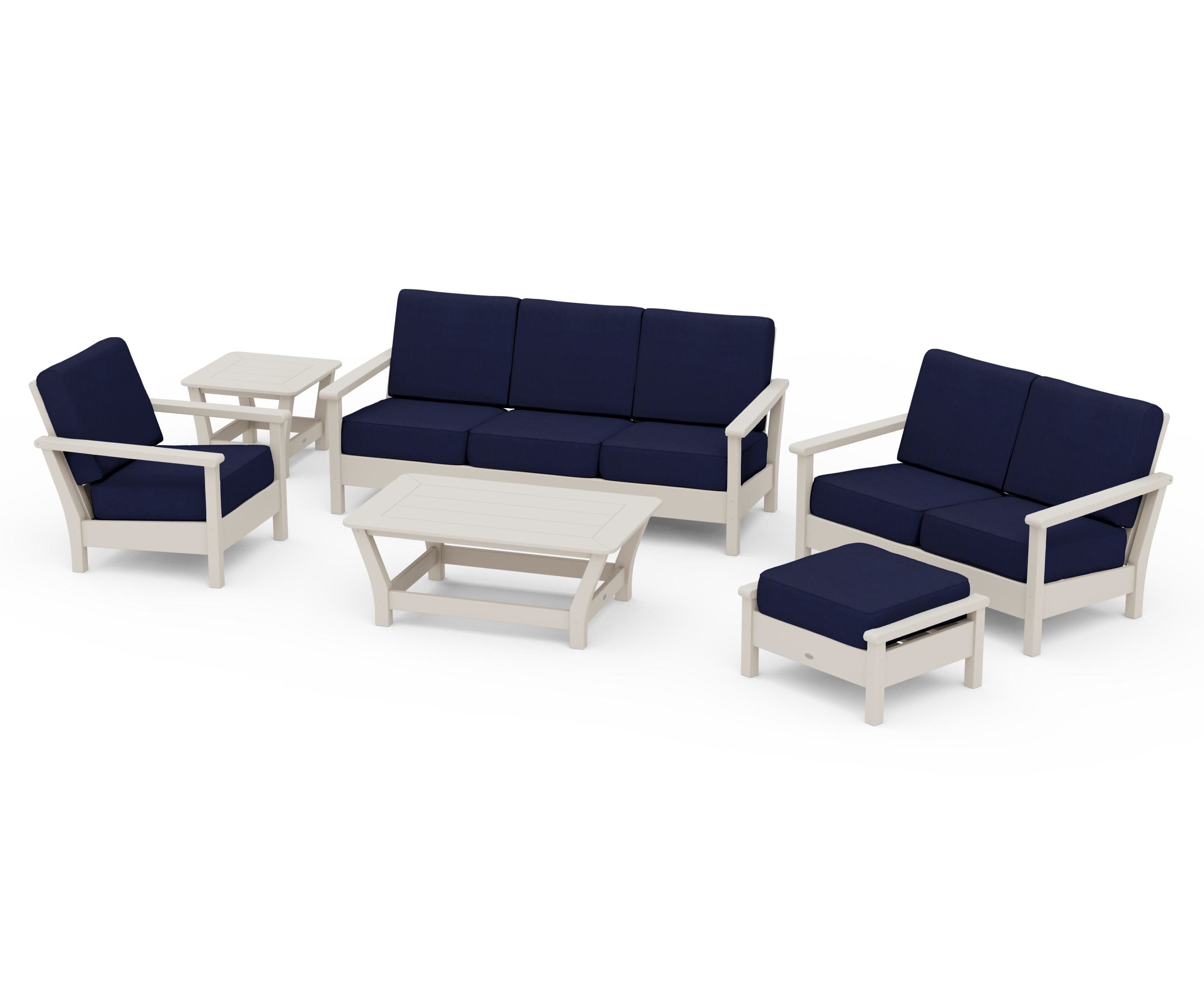 Harbour 6-Piece Outdoor Living Set in Sand / Navy