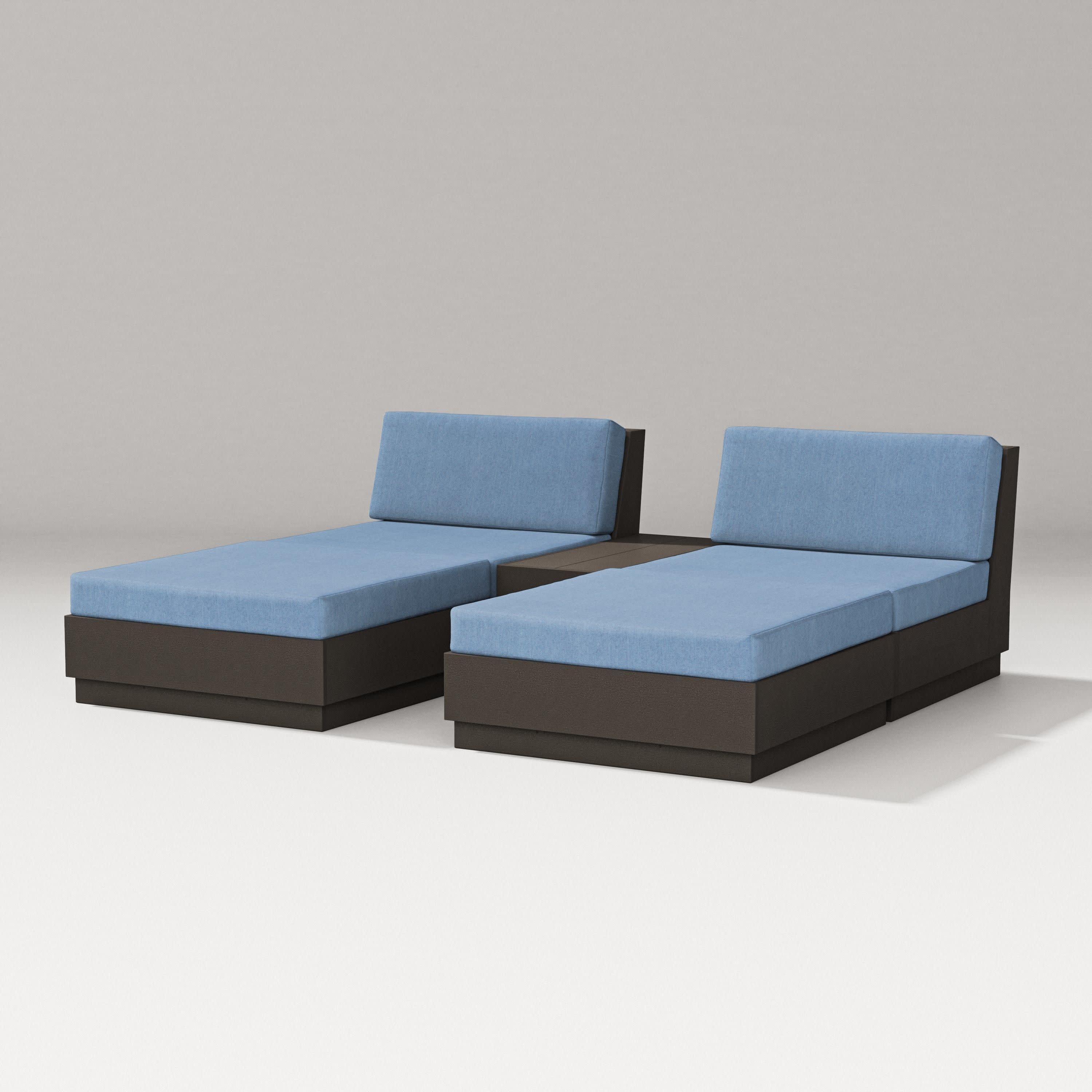 Elevate Double Chaise Set in Vintage Coffee / Sky Blue