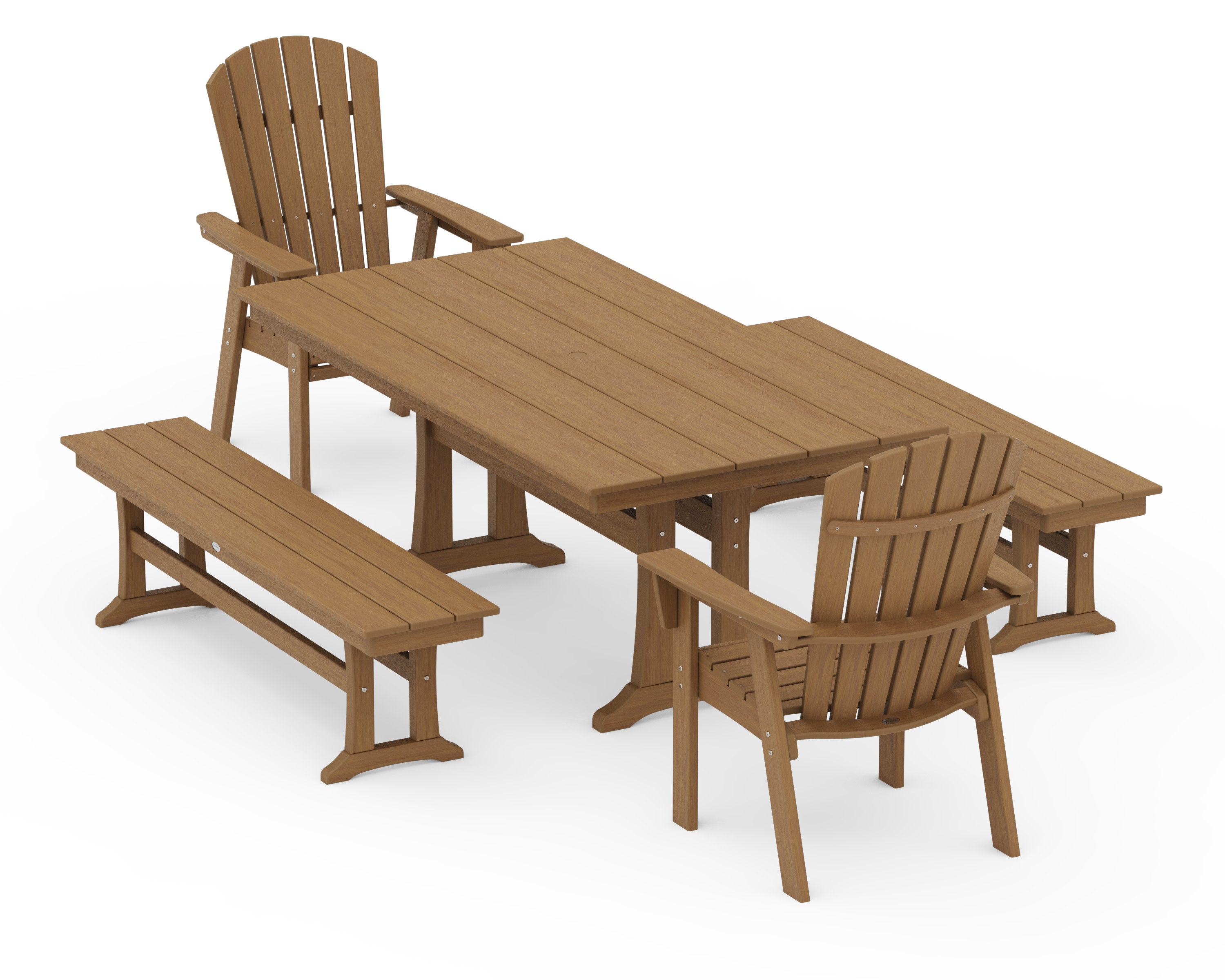 Nautical Adirondack 5-Piece Farmhouse Dining Set With Trestle Legs in Natural