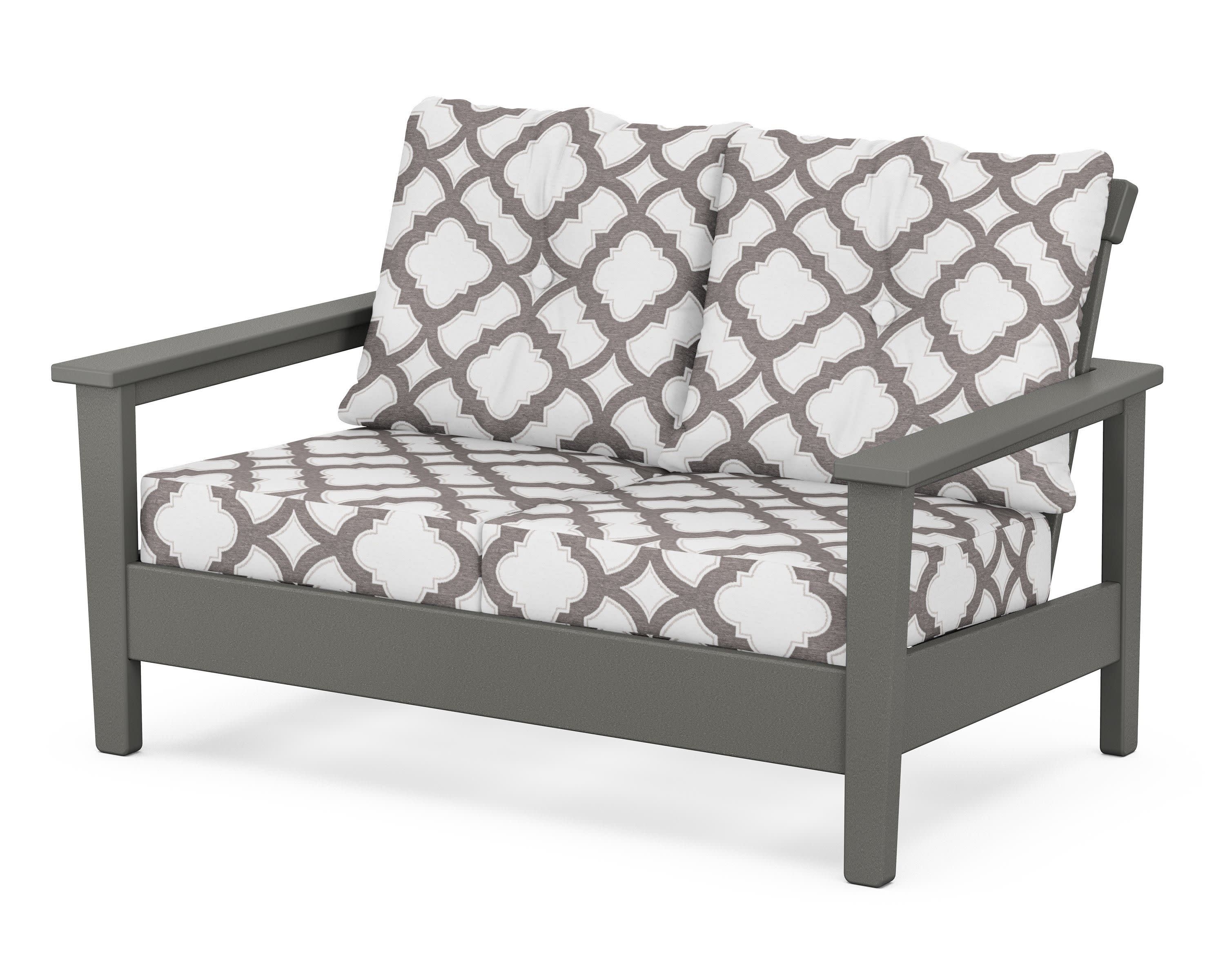 Prescott Deep Seating Loveseat in Slate Grey / Trellis Grey Mist