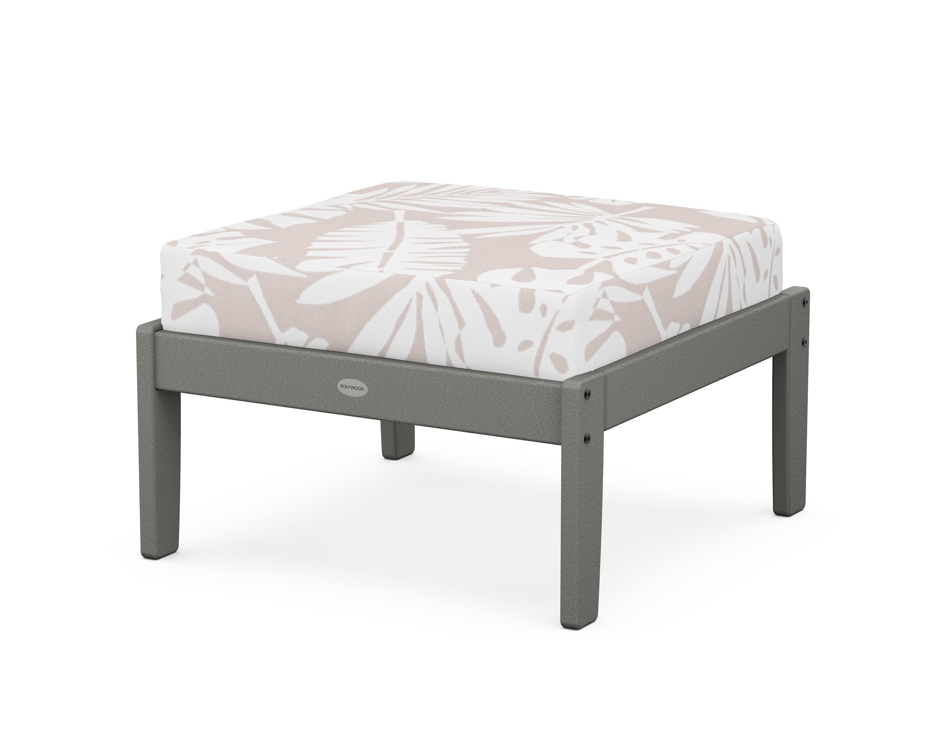 Braxton Deep Seating Ottoman in Slate Grey / Leaf Dune Burlap