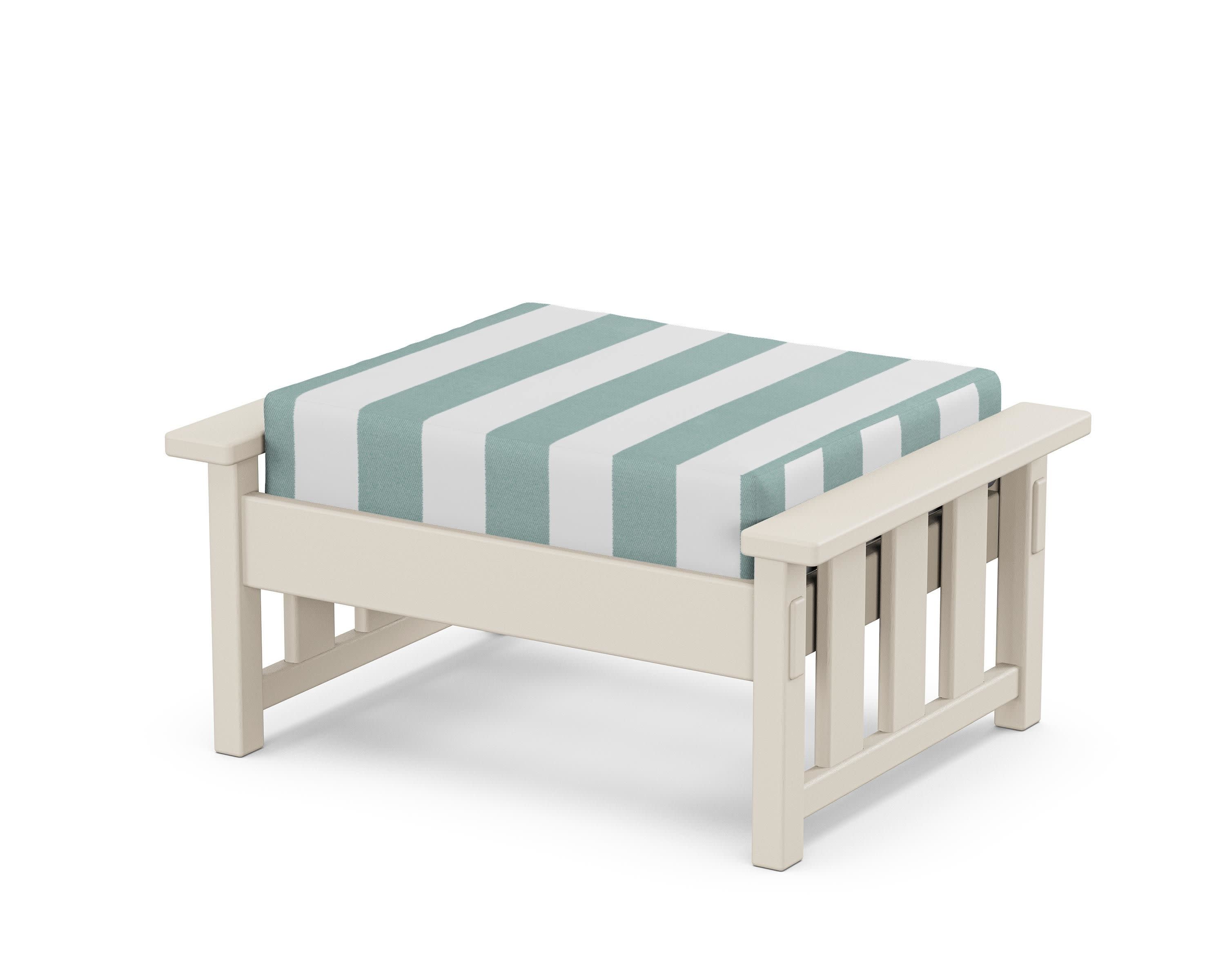 Acadia Deep Seating Ottoman in Sand / Cabana Stripe Glacier Spa