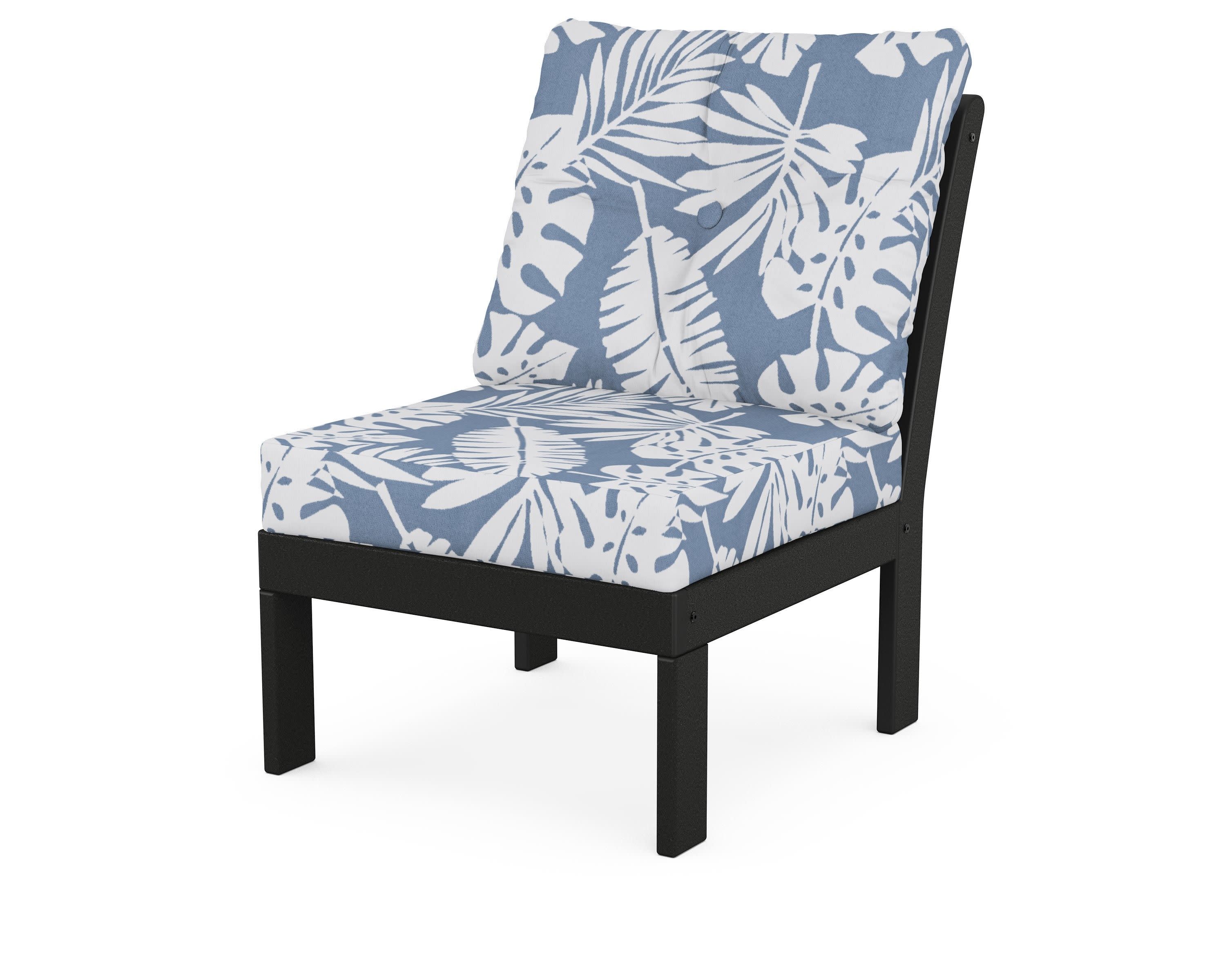 Vineyard Modular Armless Chair in Black / Leaf Sky Blue