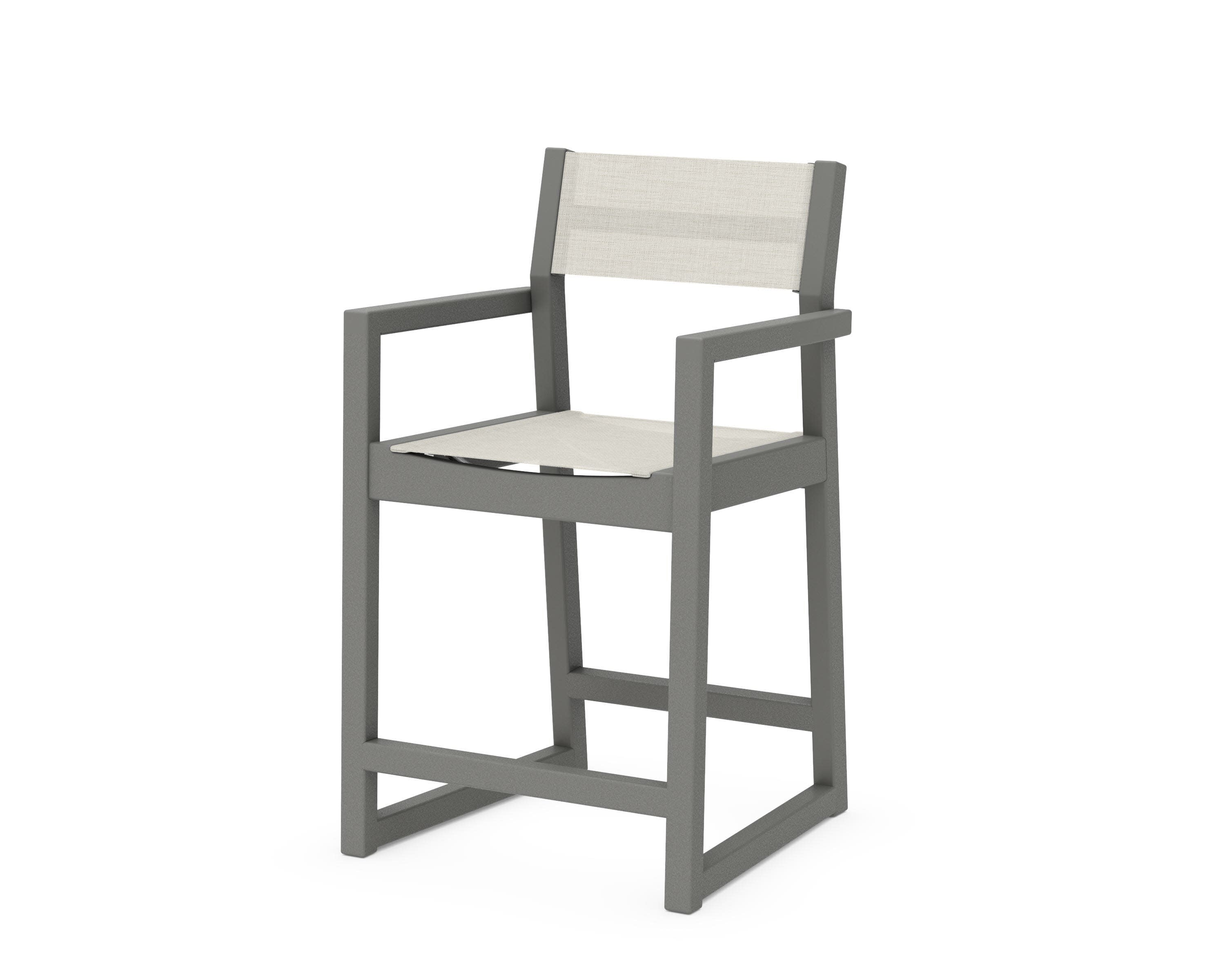 EDGE Sling Counter Arm Chair in Slate Grey / Parchment Sling