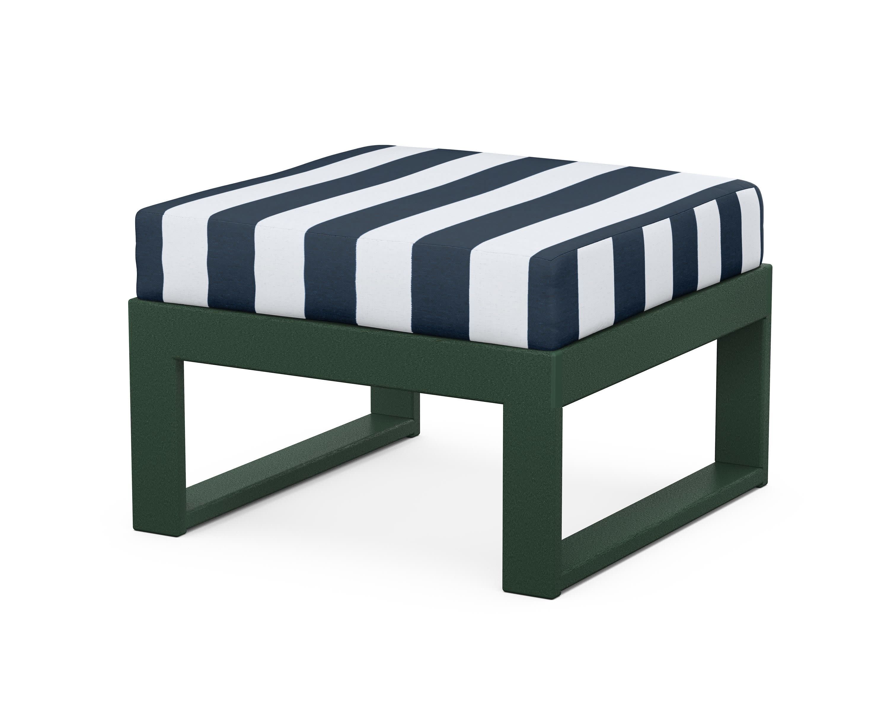 Modular Ottoman - Modern in Green / Cabana Stripe Marine Indigo