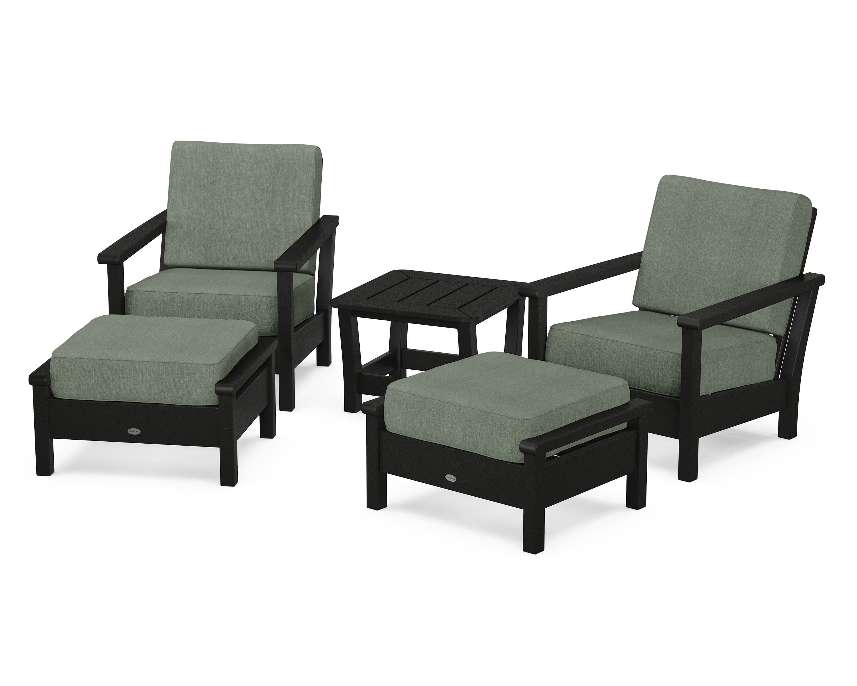 Harbour 5-Piece Deep Seating Chair Set in Black / Cast Sage