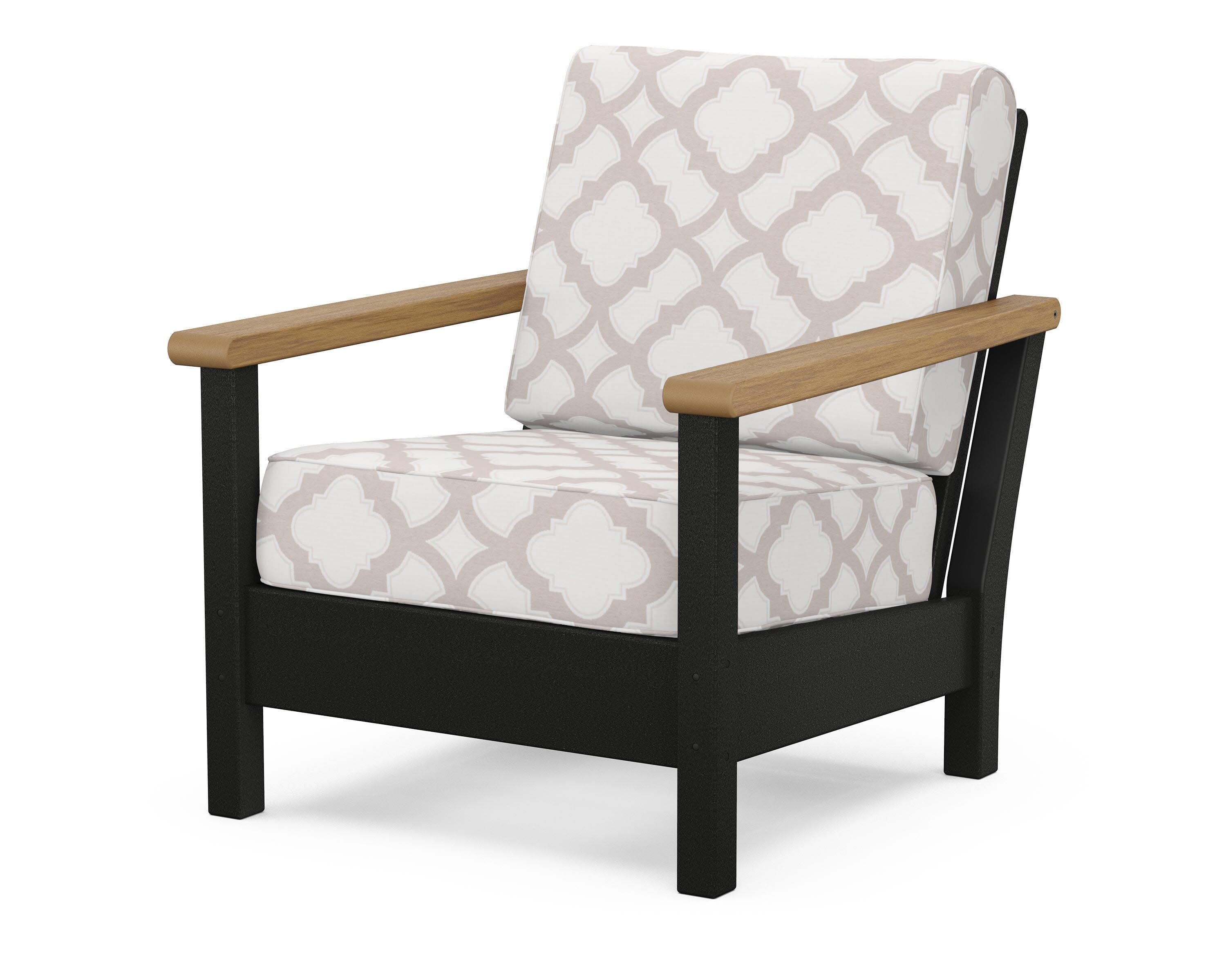 Harbour Deep Seating Chair in Black / Natural / Trellis Dune Burlap