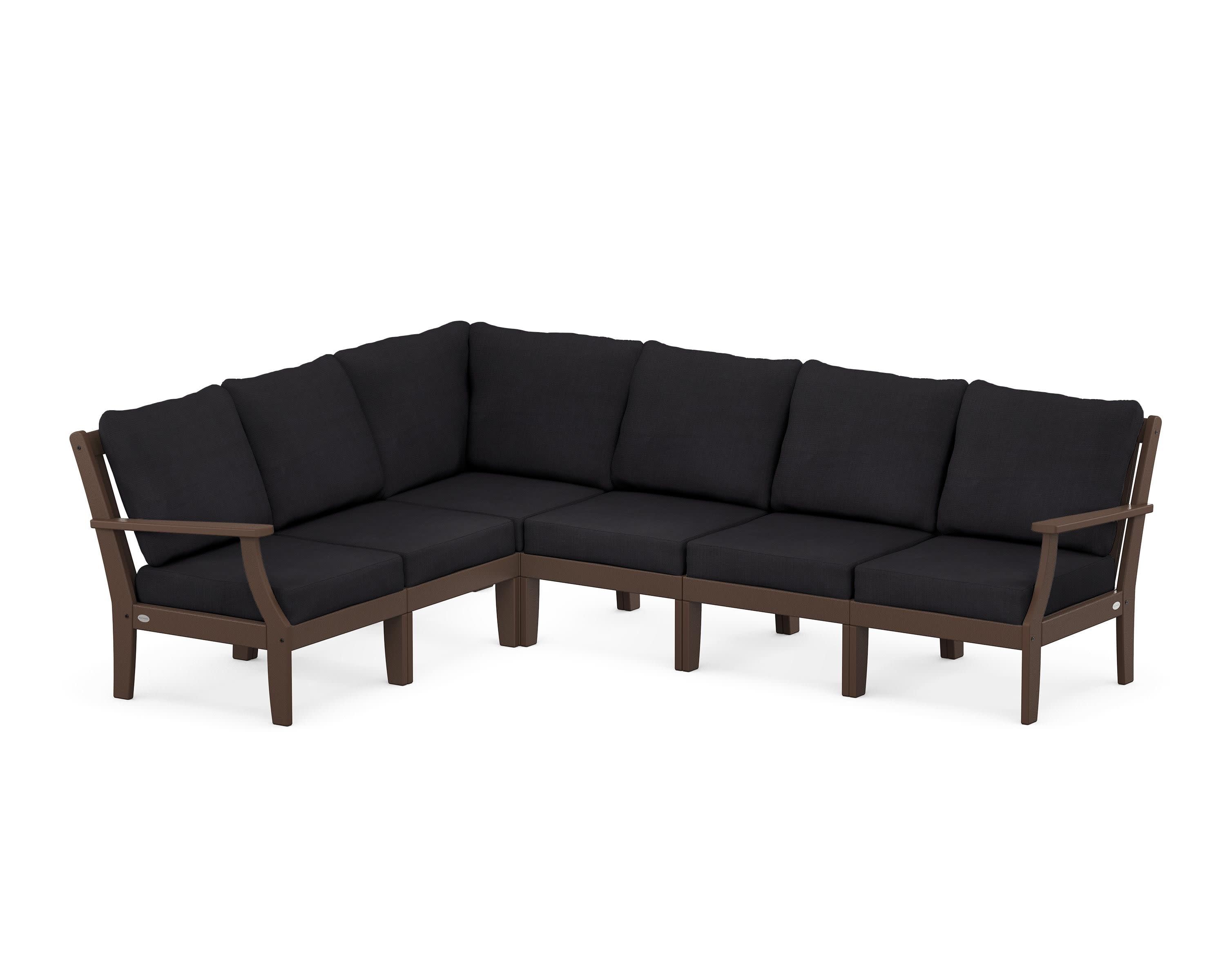 Braxton Modular 6-Piece Deep Seating Set in Mahogany / Midnight Linen