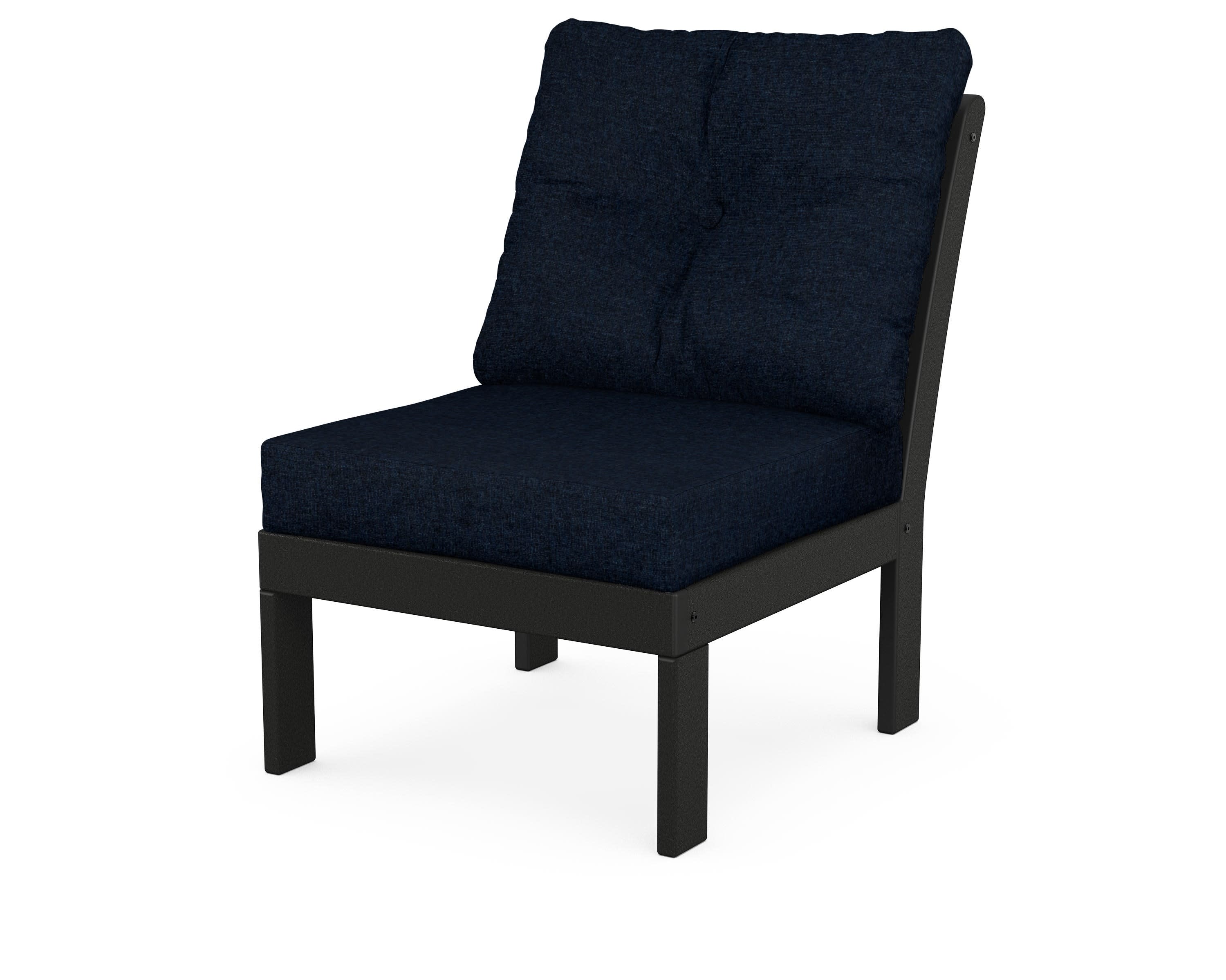 Vineyard Modular Armless Chair in Black / Marine Indigo
