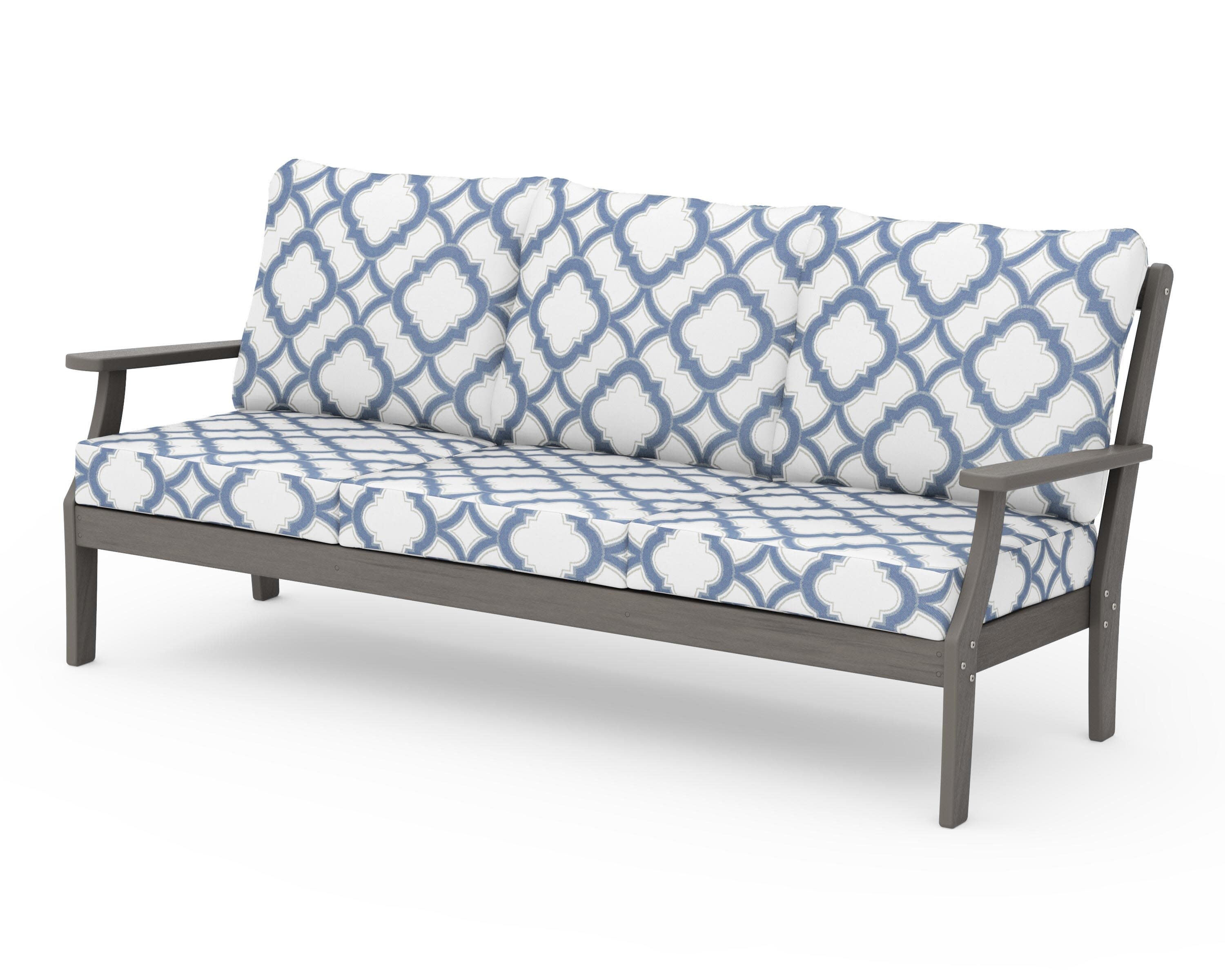 Braxton Deep Seating Sofa in Driftwood / Trellis Sky Blue