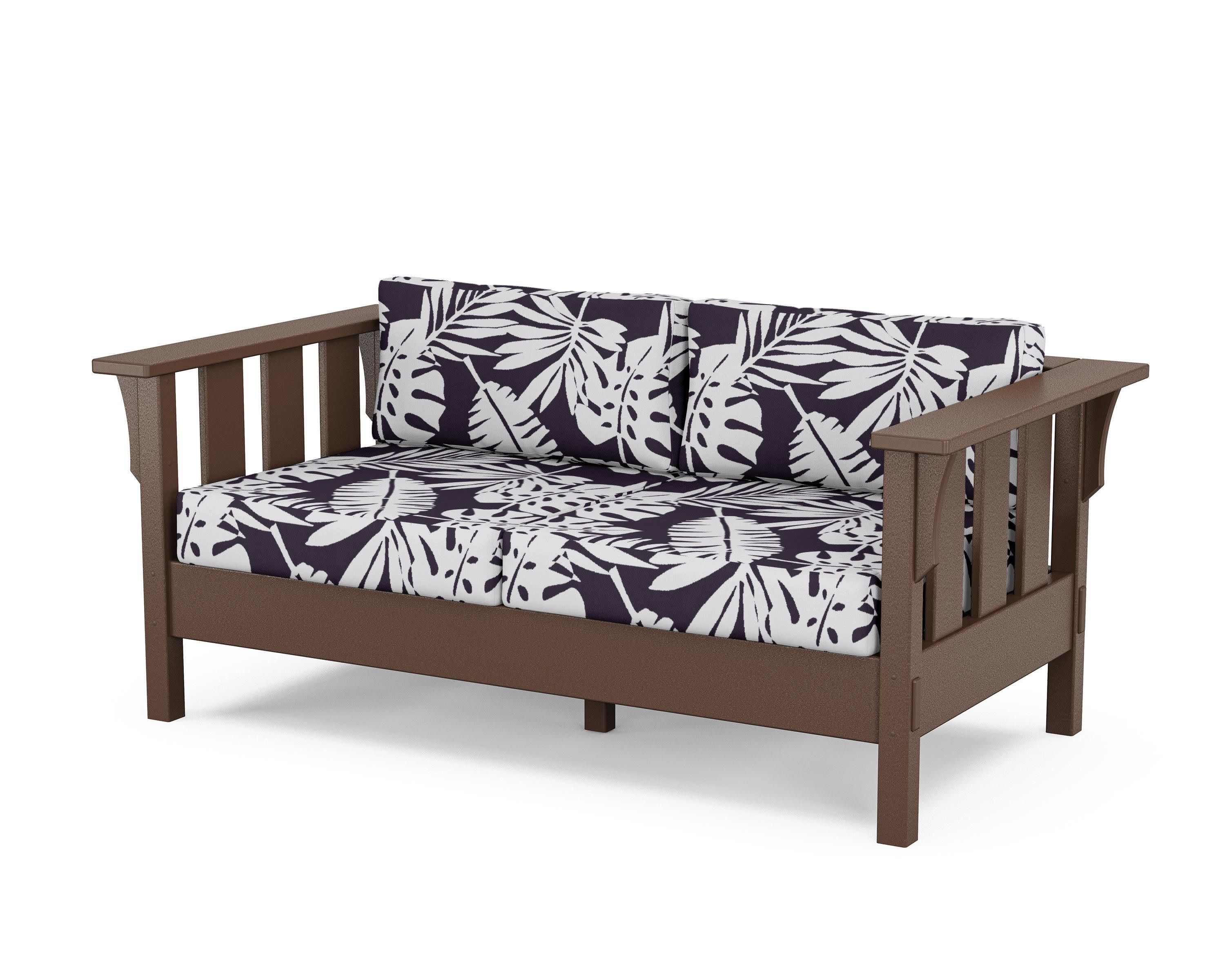 Acadia Deep Seating Loveseat in Mahogany / Leaf Navy