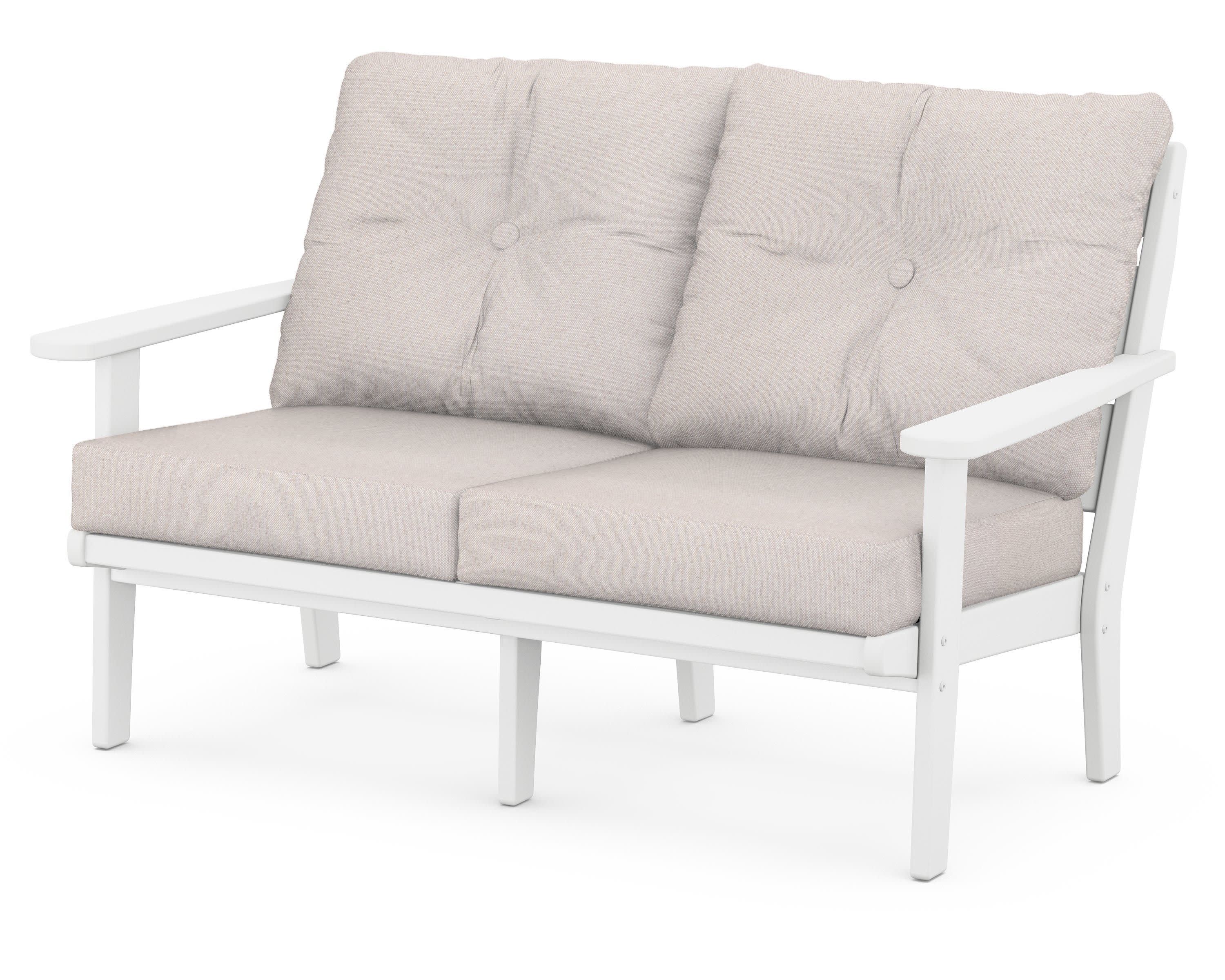 Lakeside Deep Seating Loveseat in White / Dune Burlap