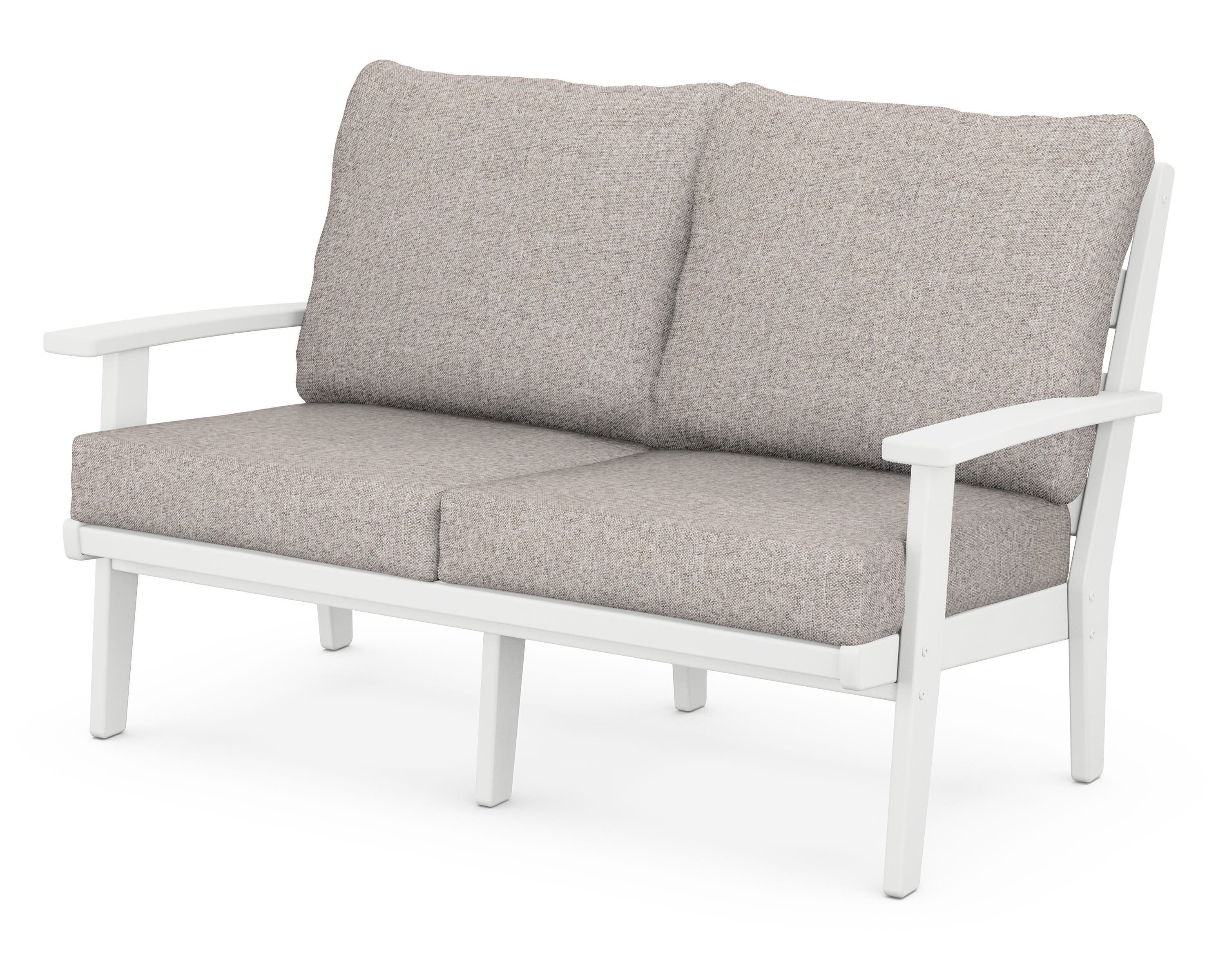 Grant Park Deep Seating Loveseat in White / Weathered Tweed