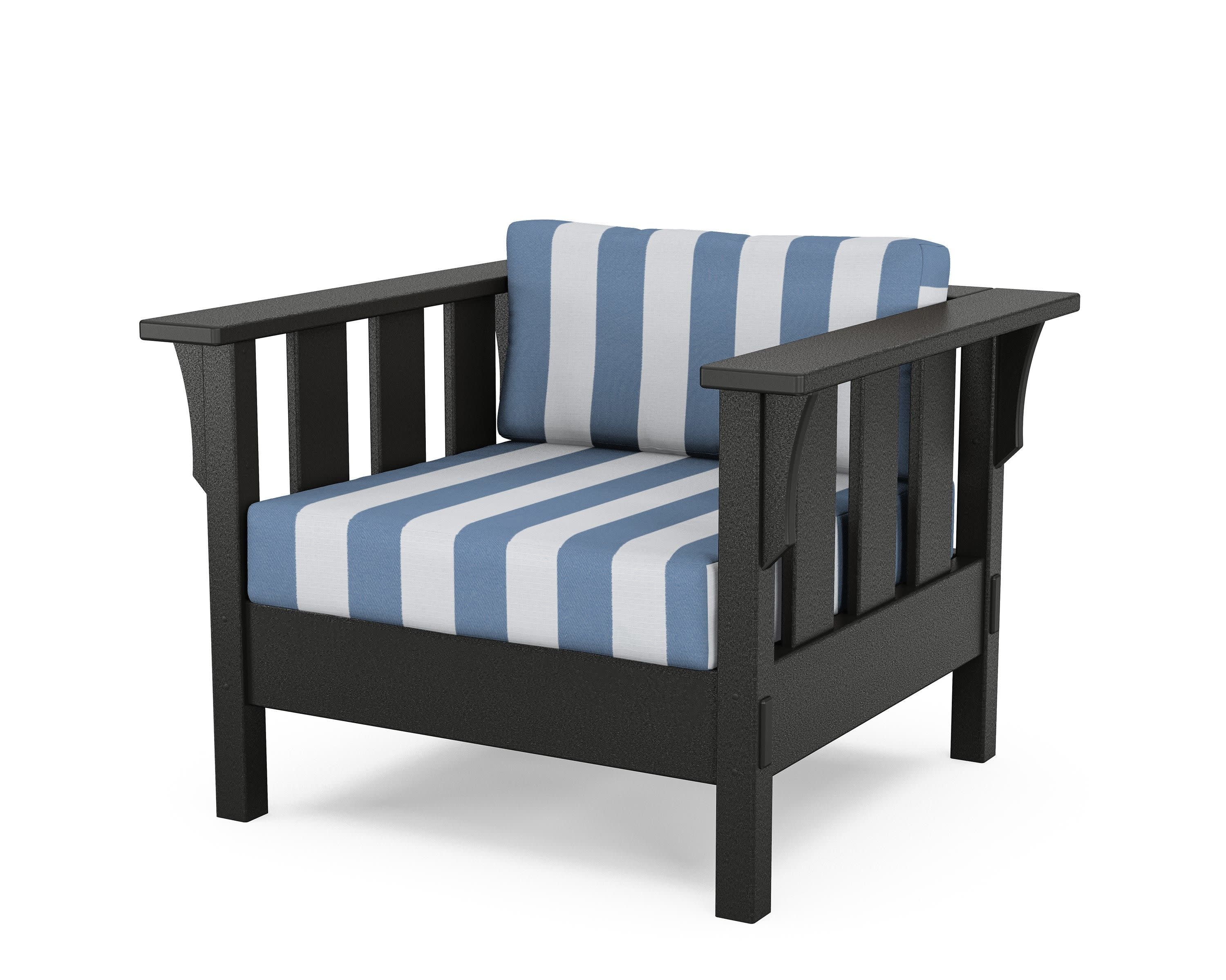 Acadia Deep Seating Chair in Black / Cabana Stripe Sky Blue