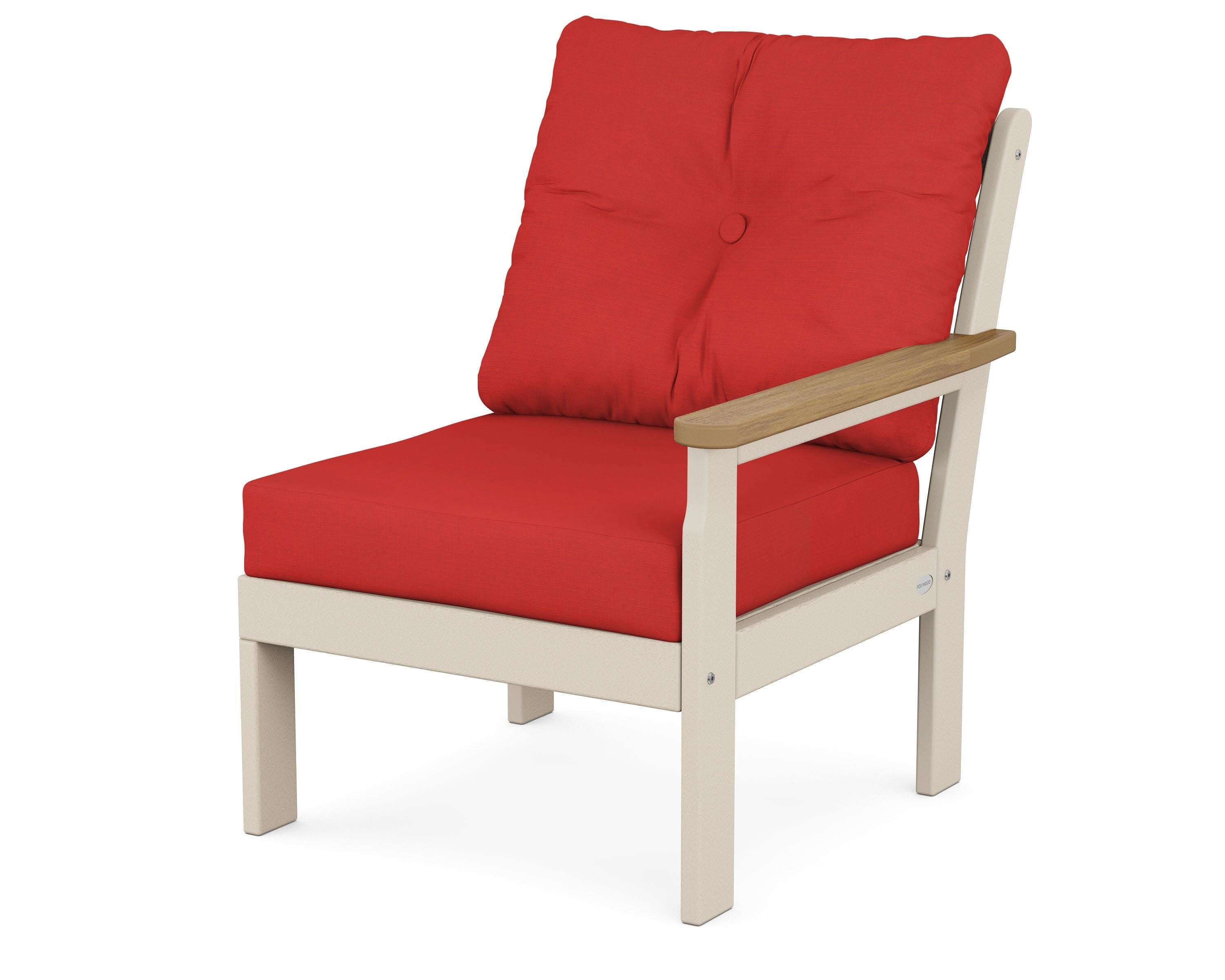 Vineyard Modular Right Arm Chair in Sand / Natural / Crimson Linen