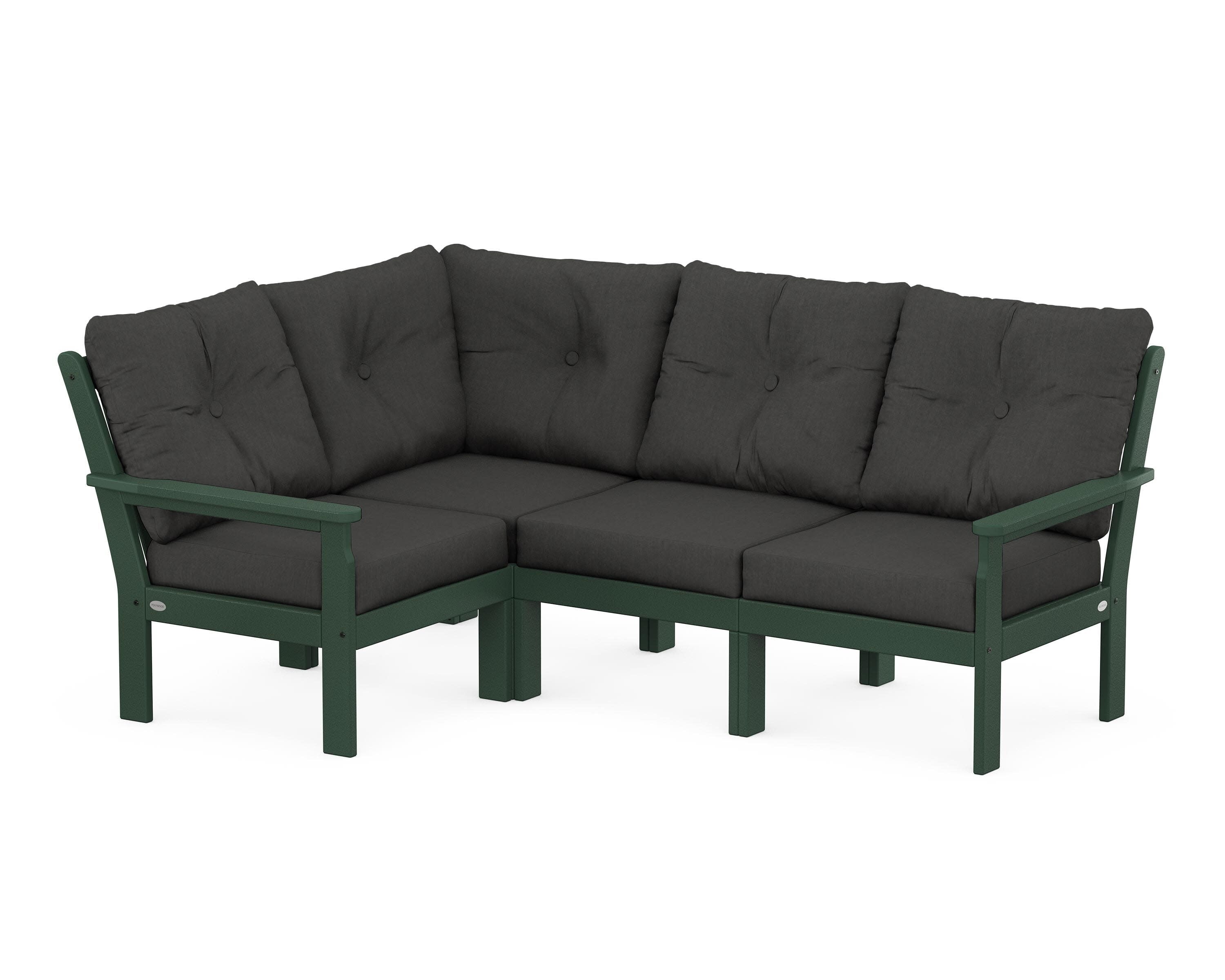 Vineyard 4-Piece Sectional in Green / Spectrum Carbon
