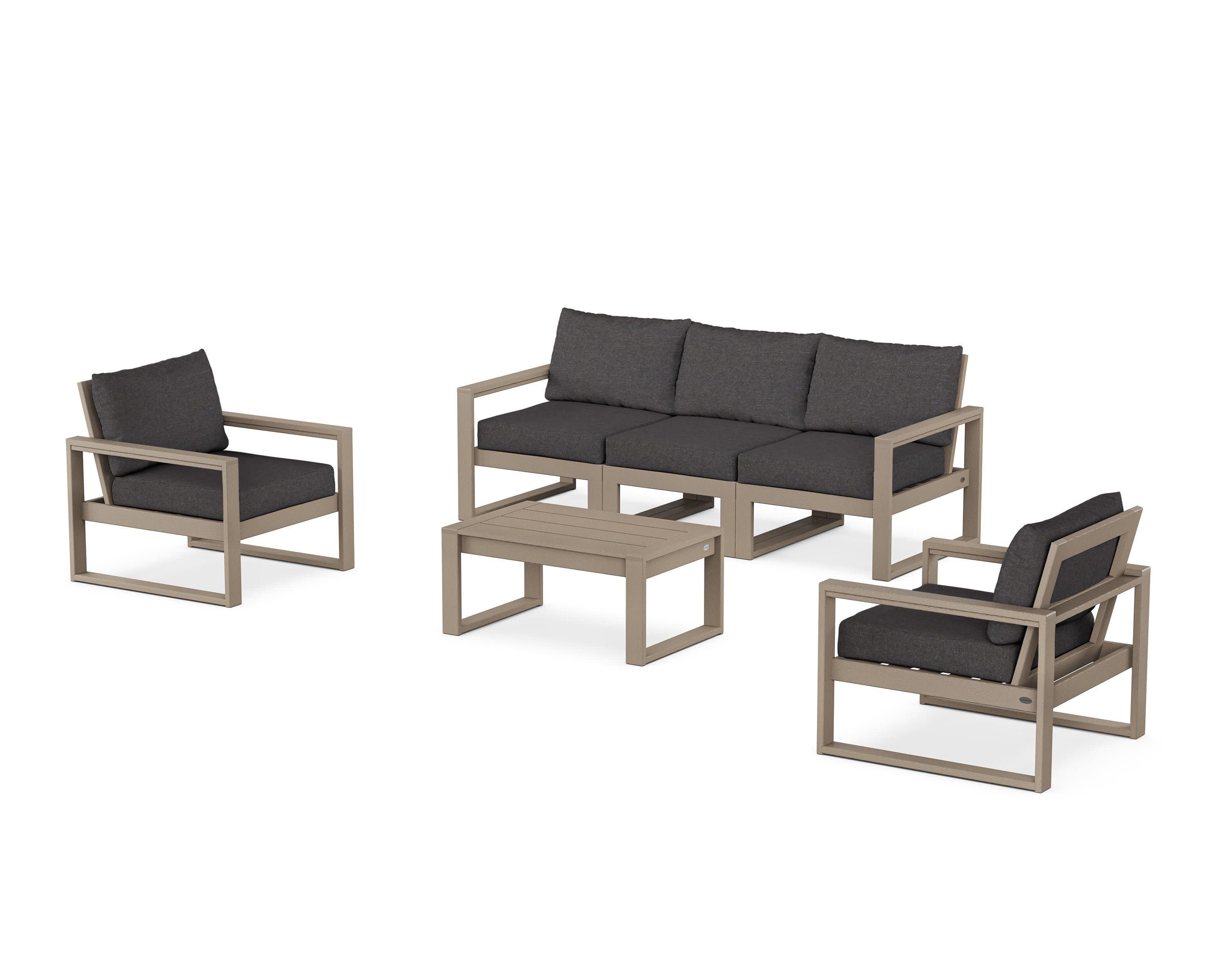 EDGE Sectional 4-Piece Deep Seating Set with Sofa in Vintage Sahara / Ash Charcoal