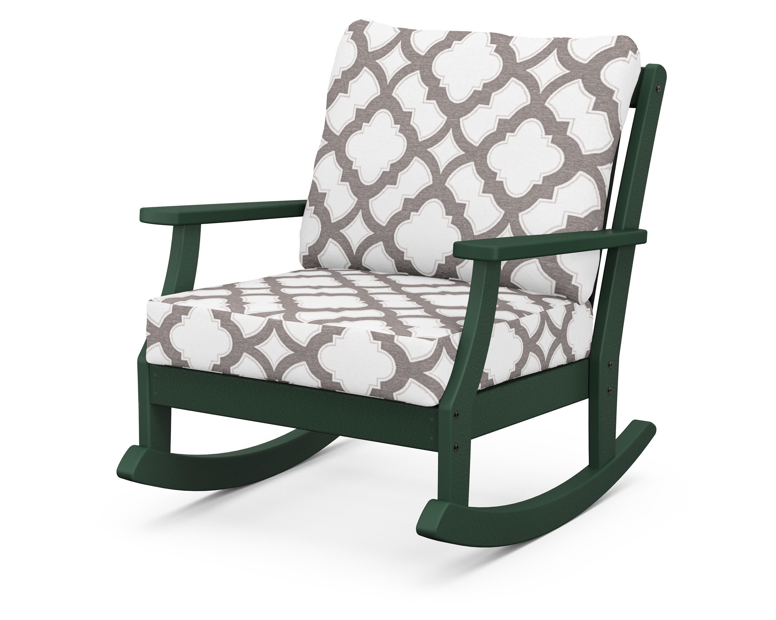 Braxton Deep Seating Rocking Chair in Green / Trellis Grey Mist