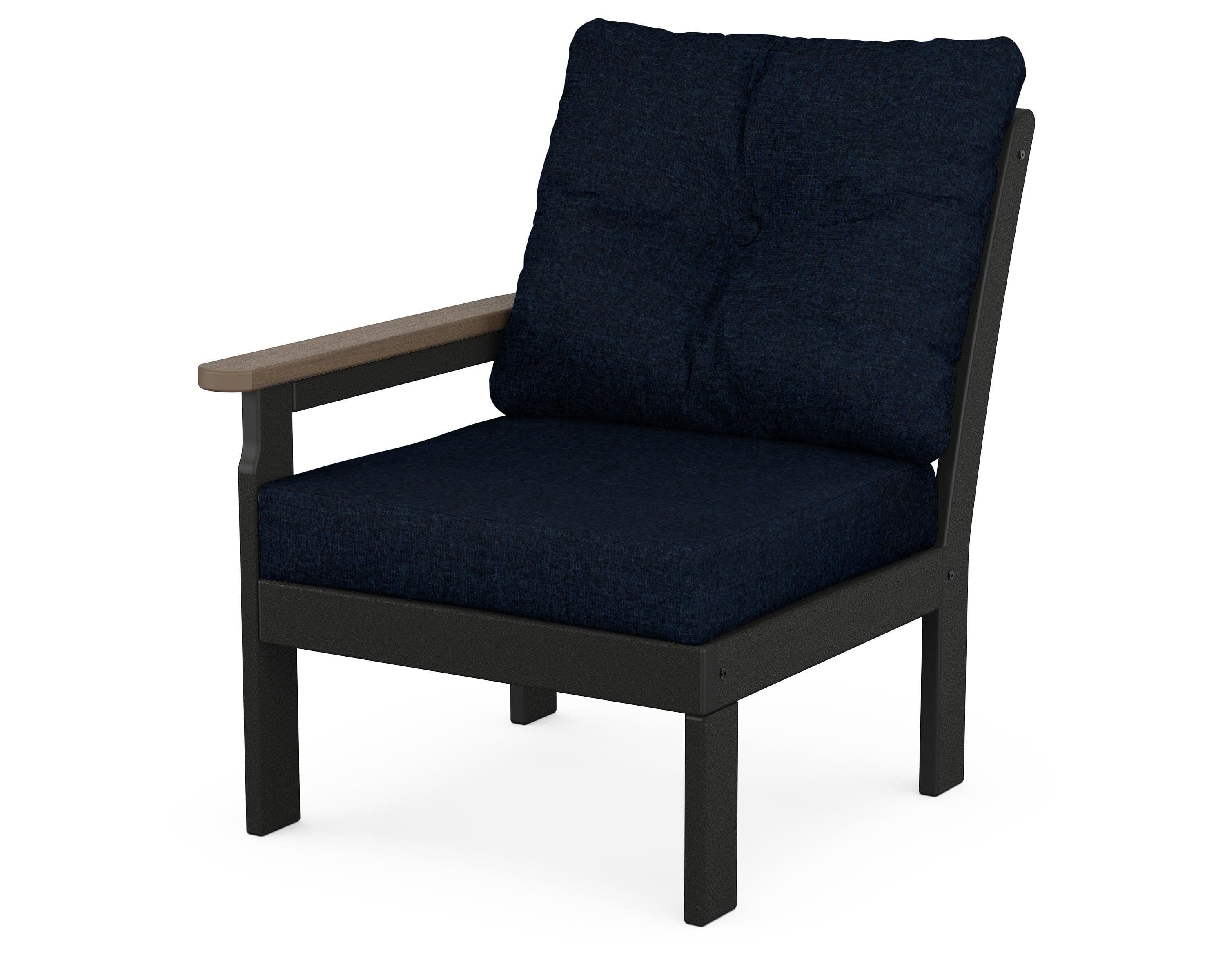 Vineyard Modular Left Arm Chair in Black / Kona / Marine Indigo