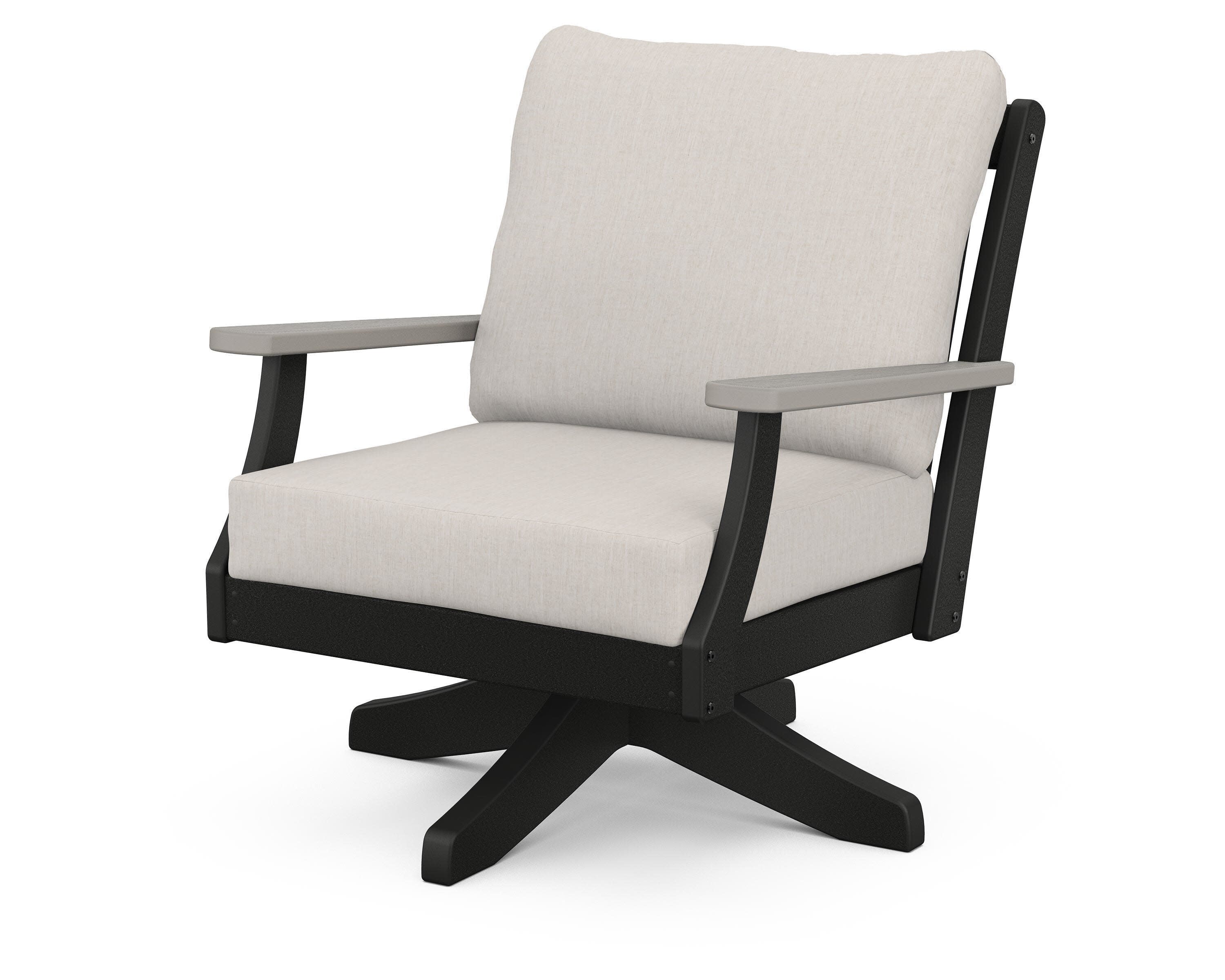 Braxton Deep Seating Swivel Chair in Black / Driftwood / Cast Ash