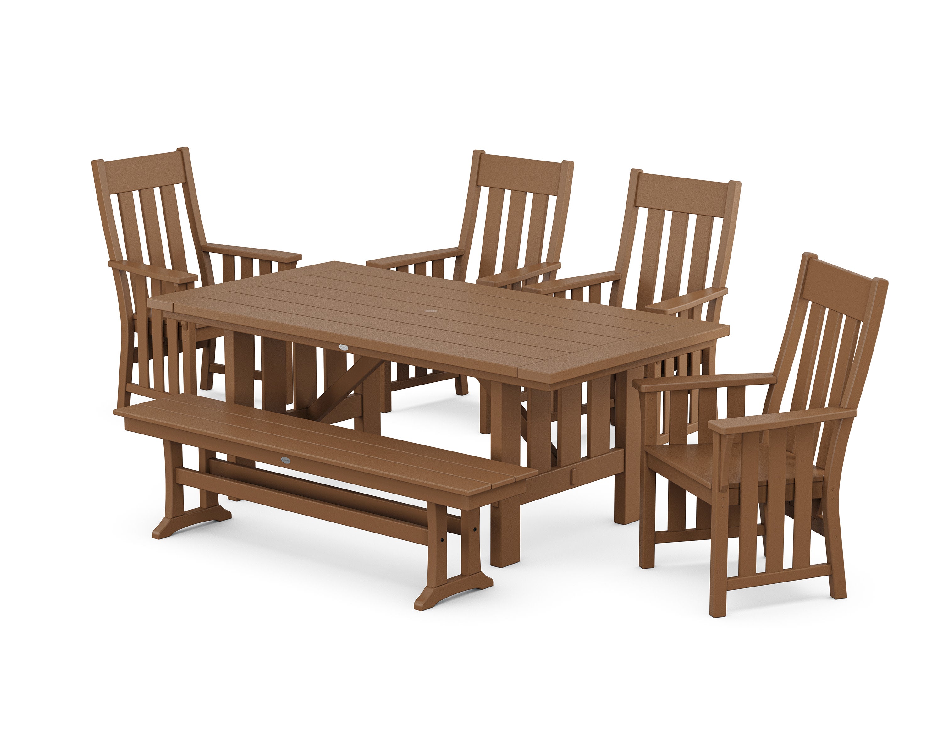 Acadia 6-Piece Dining Set with Bench in Teak