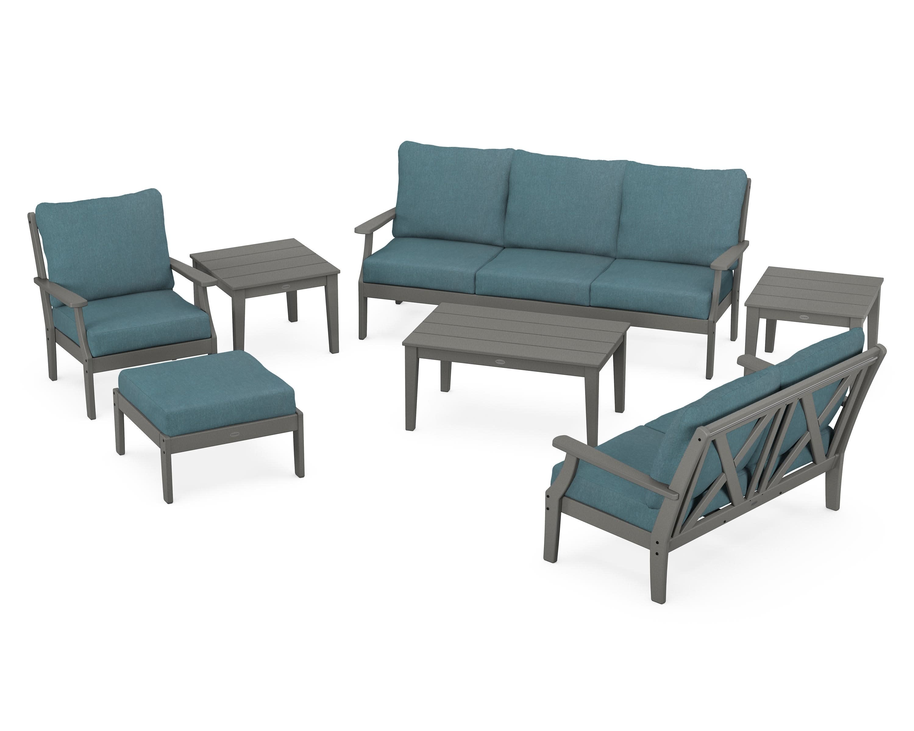 Braxton 7-Piece Deep Seating Set in Slate Grey / Ocean Teal