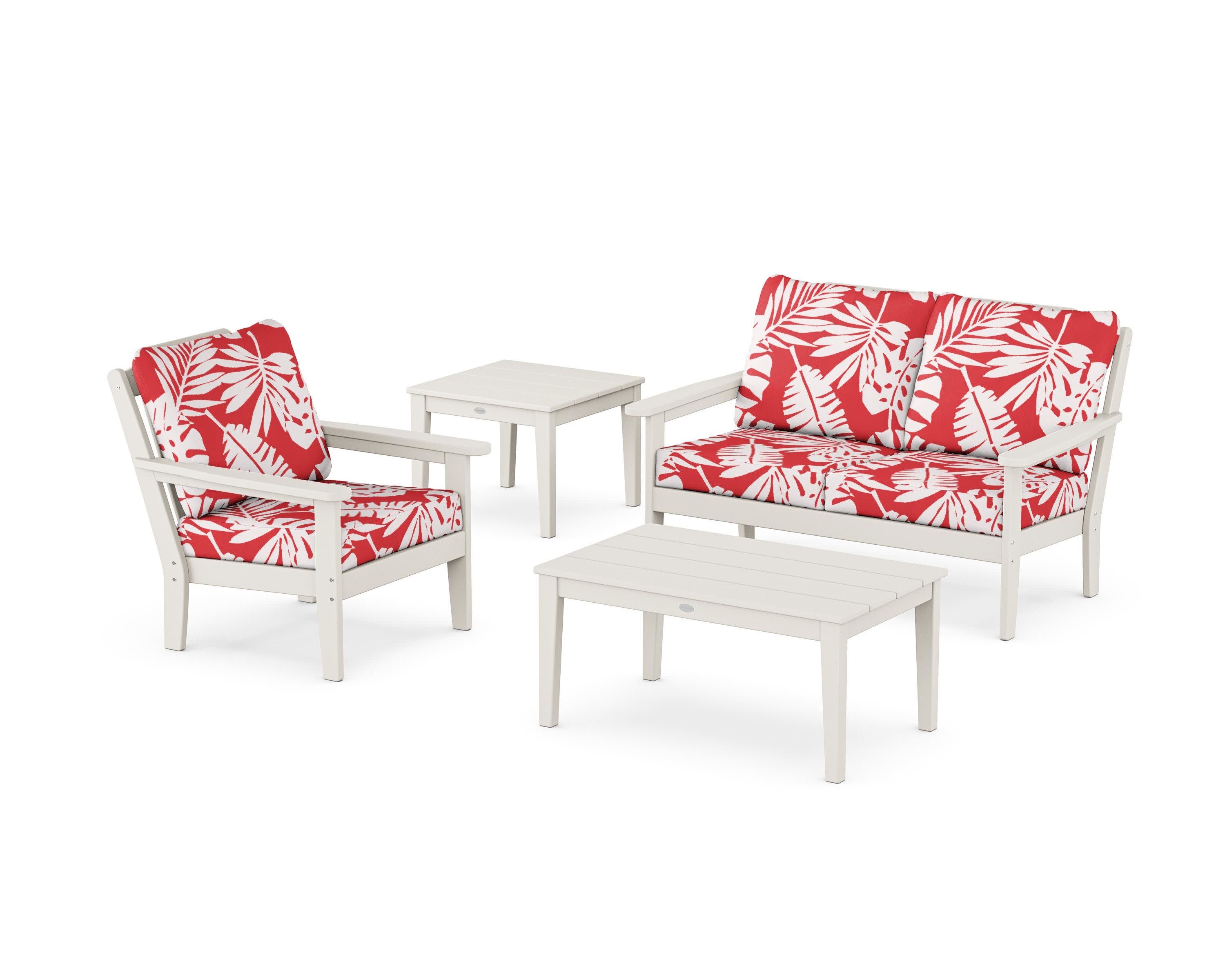 Wovendale 4-Piece Deep Seating Set in Sand / Leaf Crimson