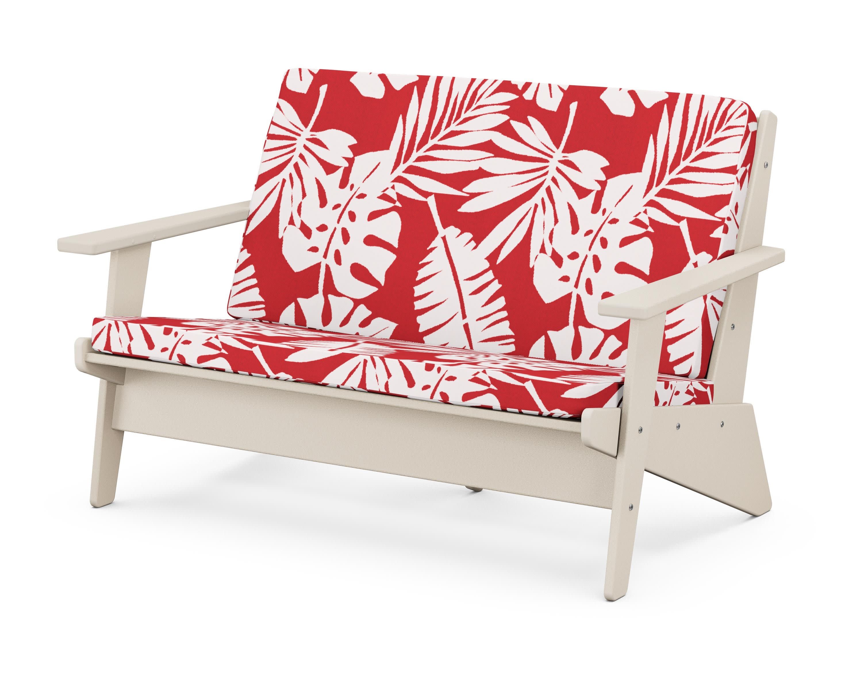 Riviera Modern Lounge Loveseat in Sand / Leaf Crimson